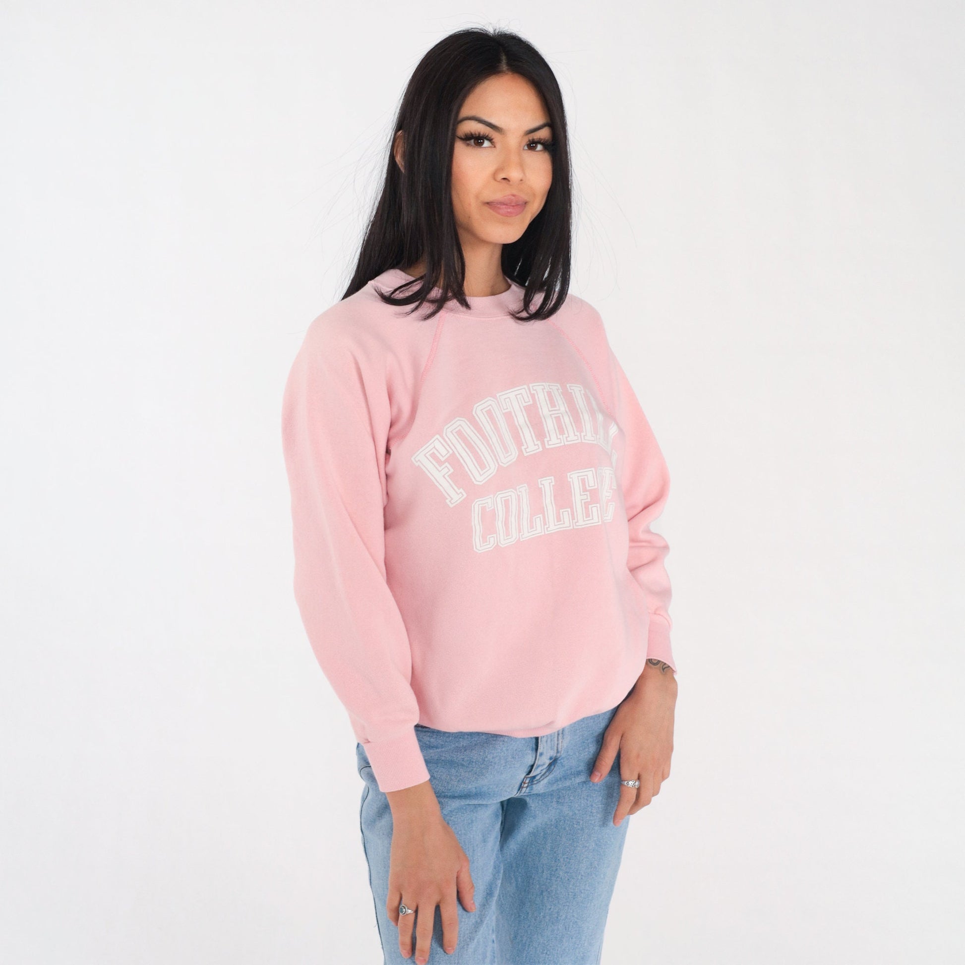 80s Foothill College Baby Pink Raglan Sweatshirt Los Altos Hills Medium