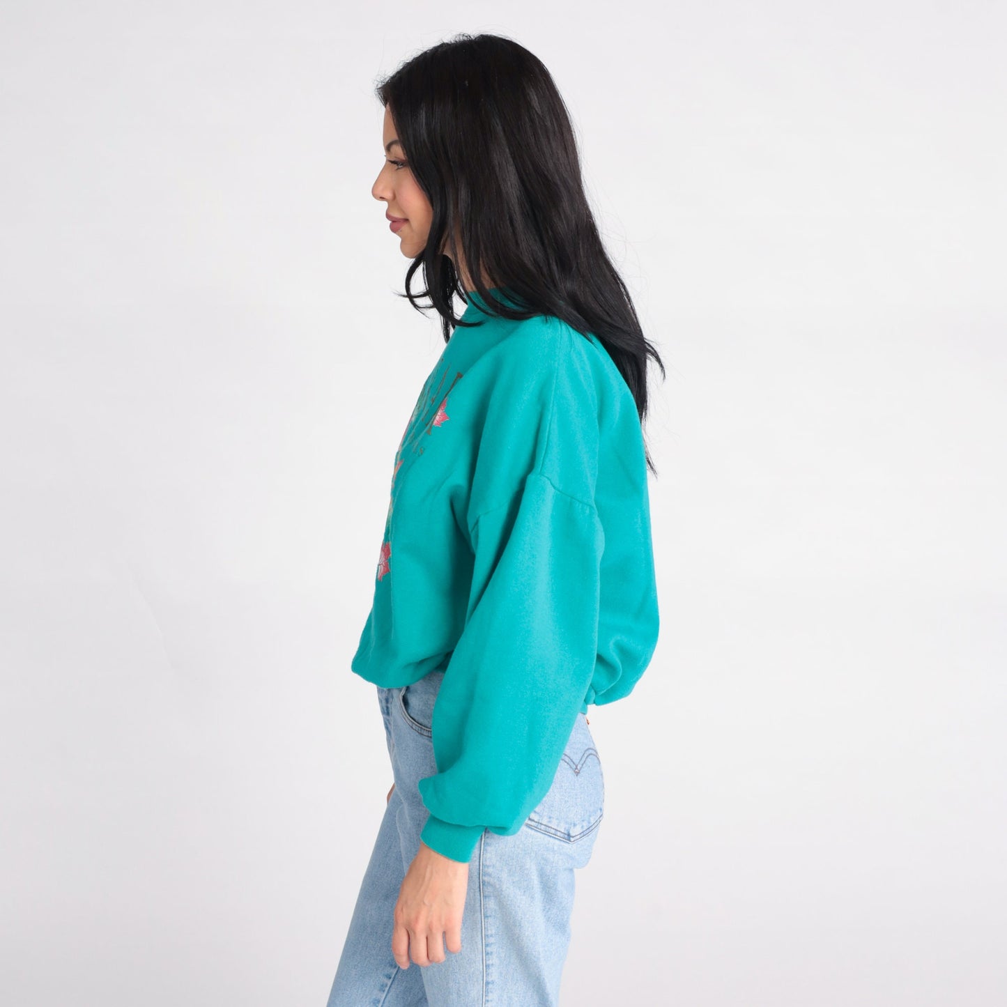 90s Niagara Falls Canada Maple Leaf Sweatshirt Green Crewneck Small