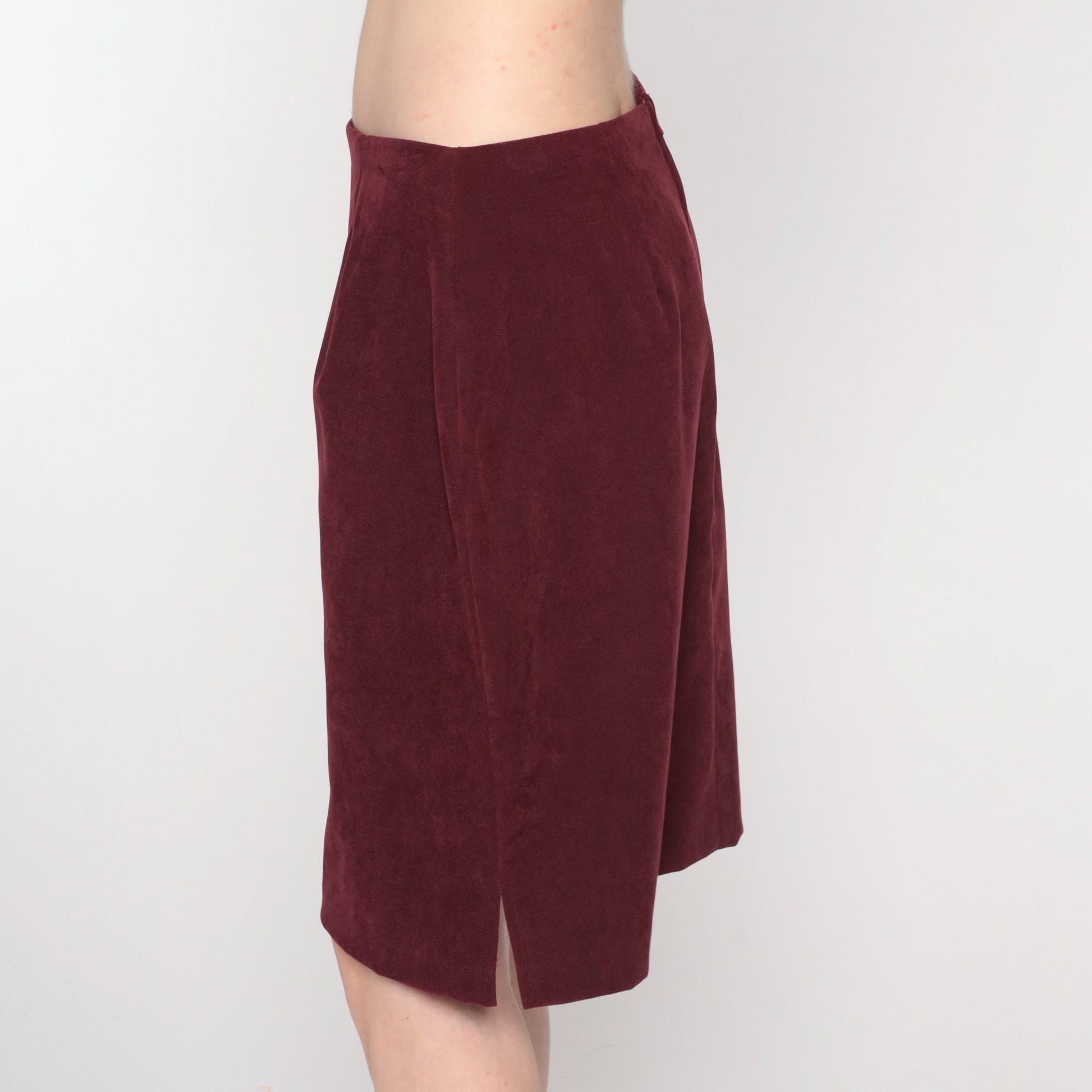 Y2K Plum Mini Pencil Skirt High Waisted Rear Zip Medium