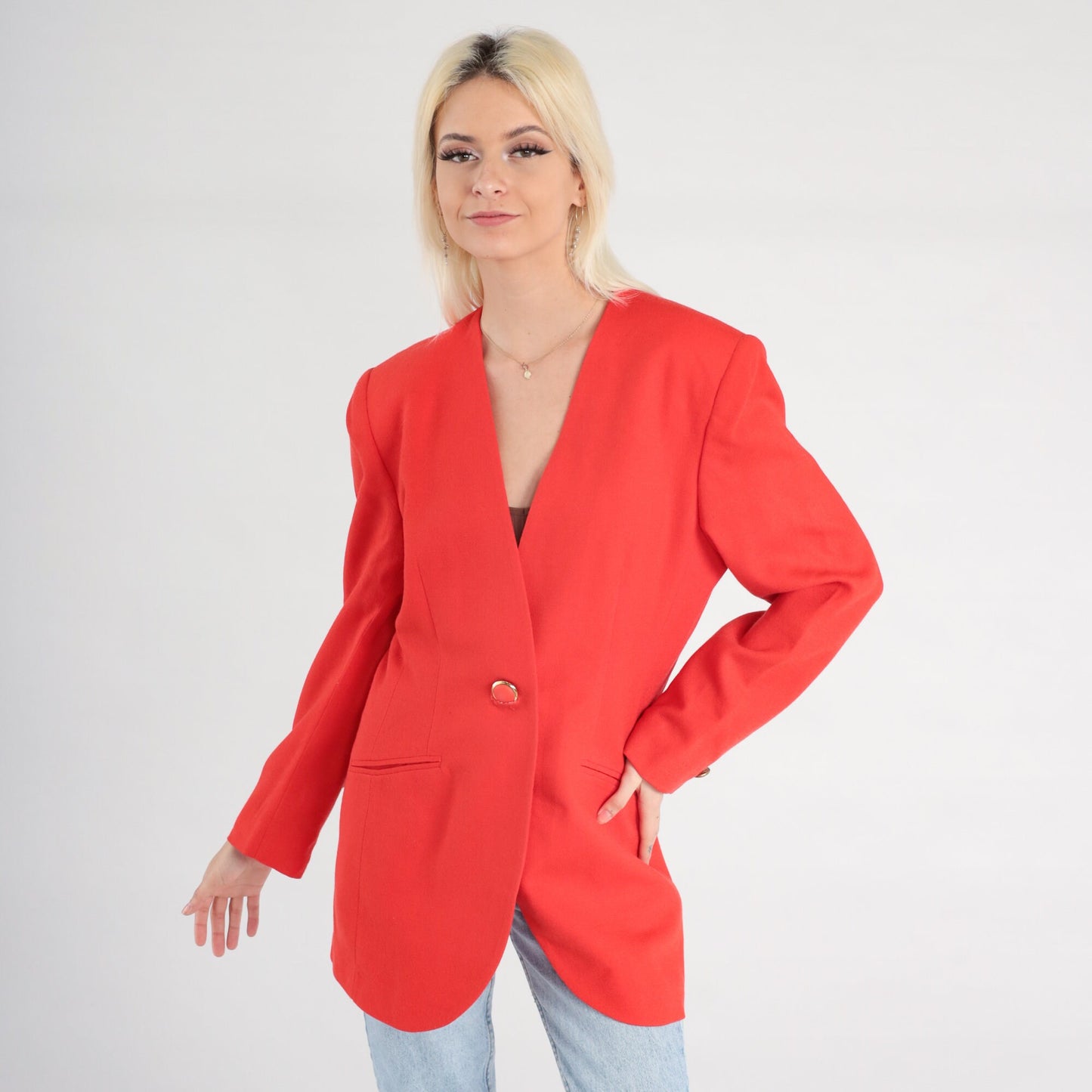 Christian Dior 90s Wool Blazer Red Button-Up Jacket Medium 10
