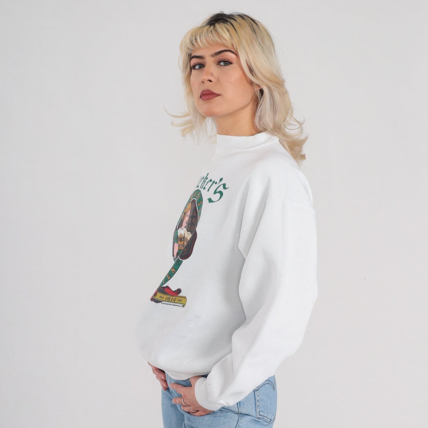 90s Rucker's Biergarten Pennsylvania Graphic Sweatshirt White Large
