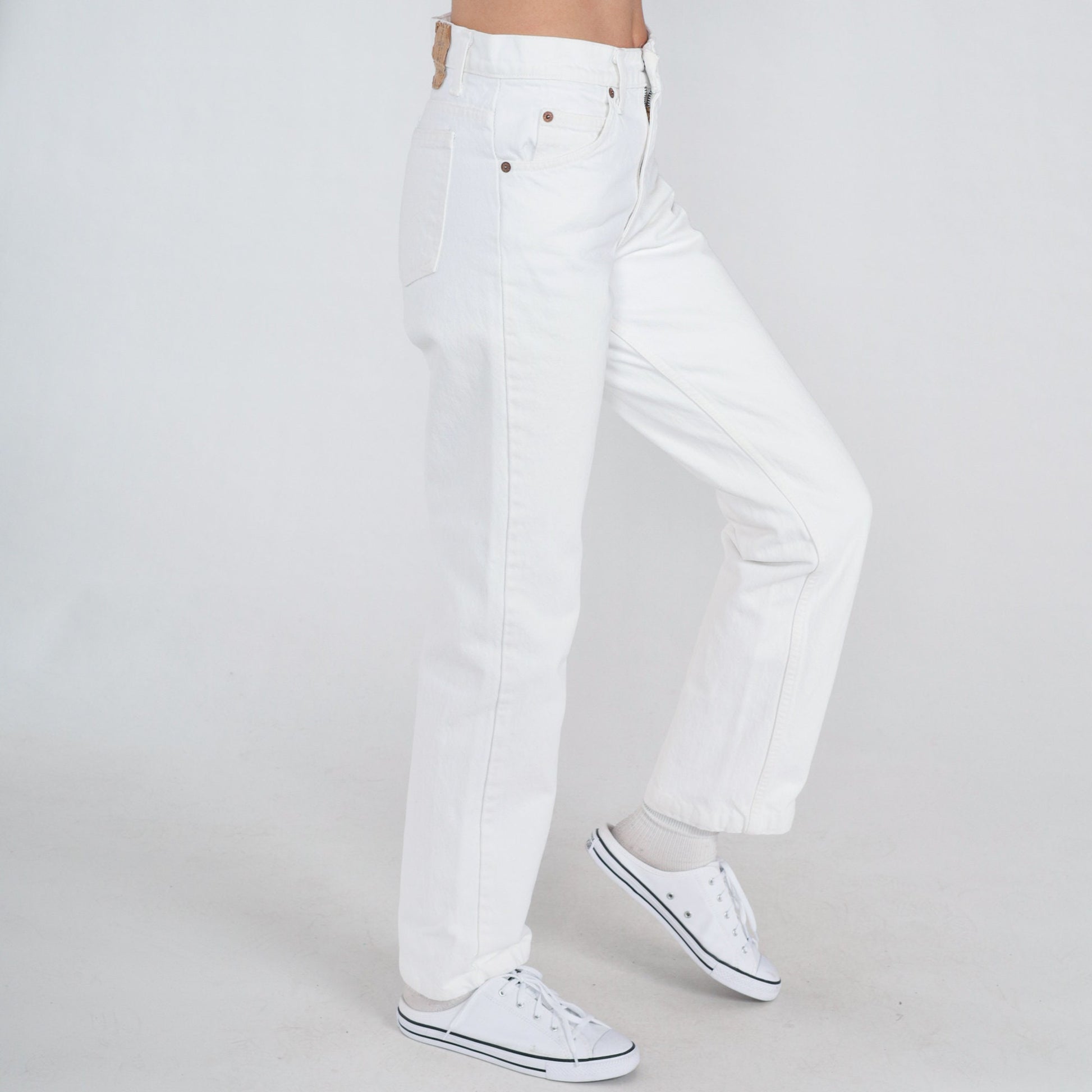 80s Levi's Orange Tab High-Rise Straight Jeans White Denim Extra Small