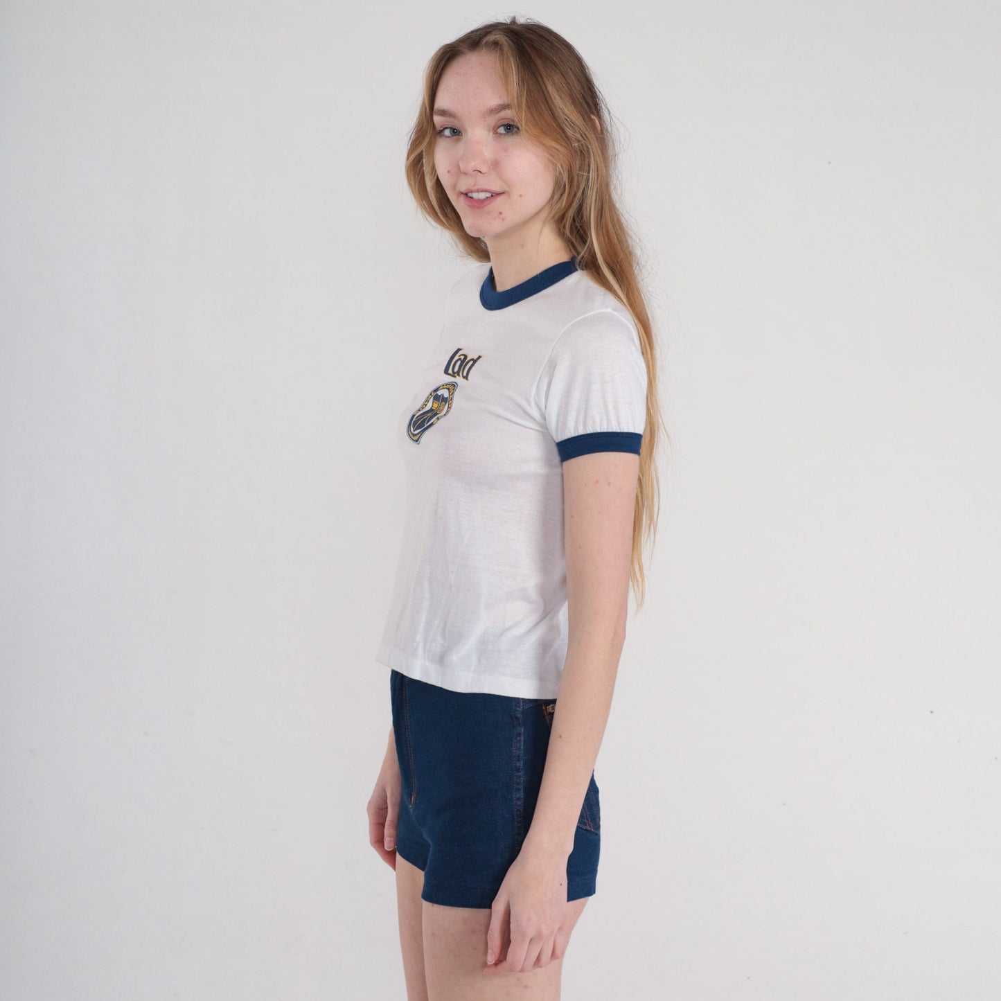 80s Royal Ambassador Lad Christian Ministry Ringer Tee White Blue XS