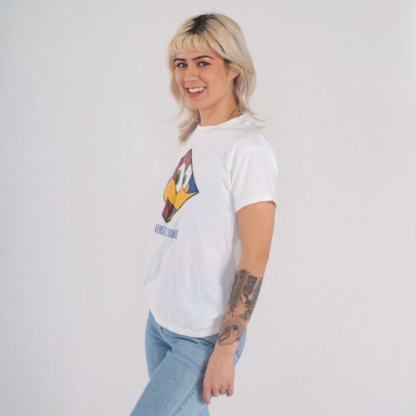 90s Woody Woodpecker Universal Studios Graphic T-Shirt White Extra Small XS