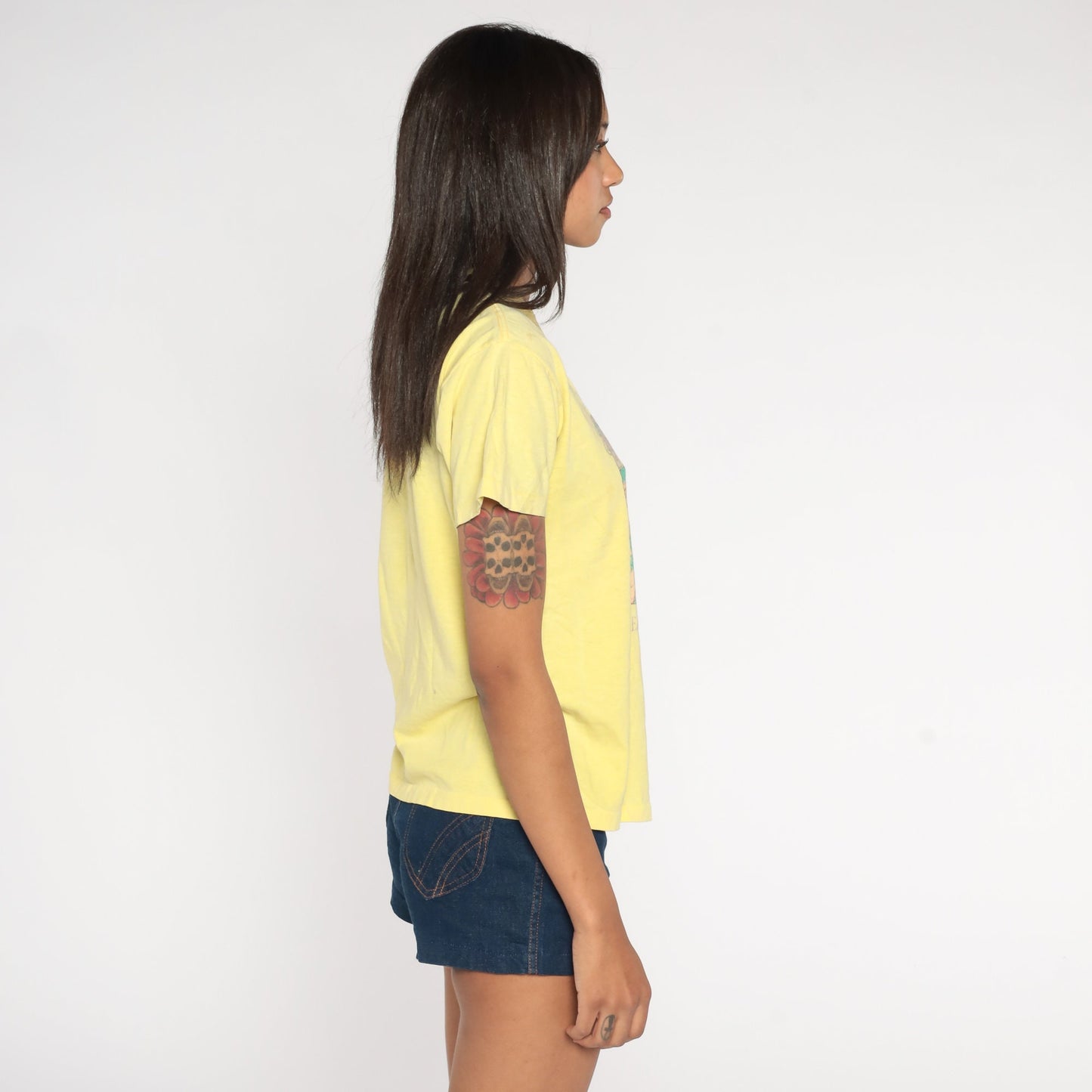 90s New Orleans Riverwalk Steamboat Graphic T-Shirt Yellow Distressed Small