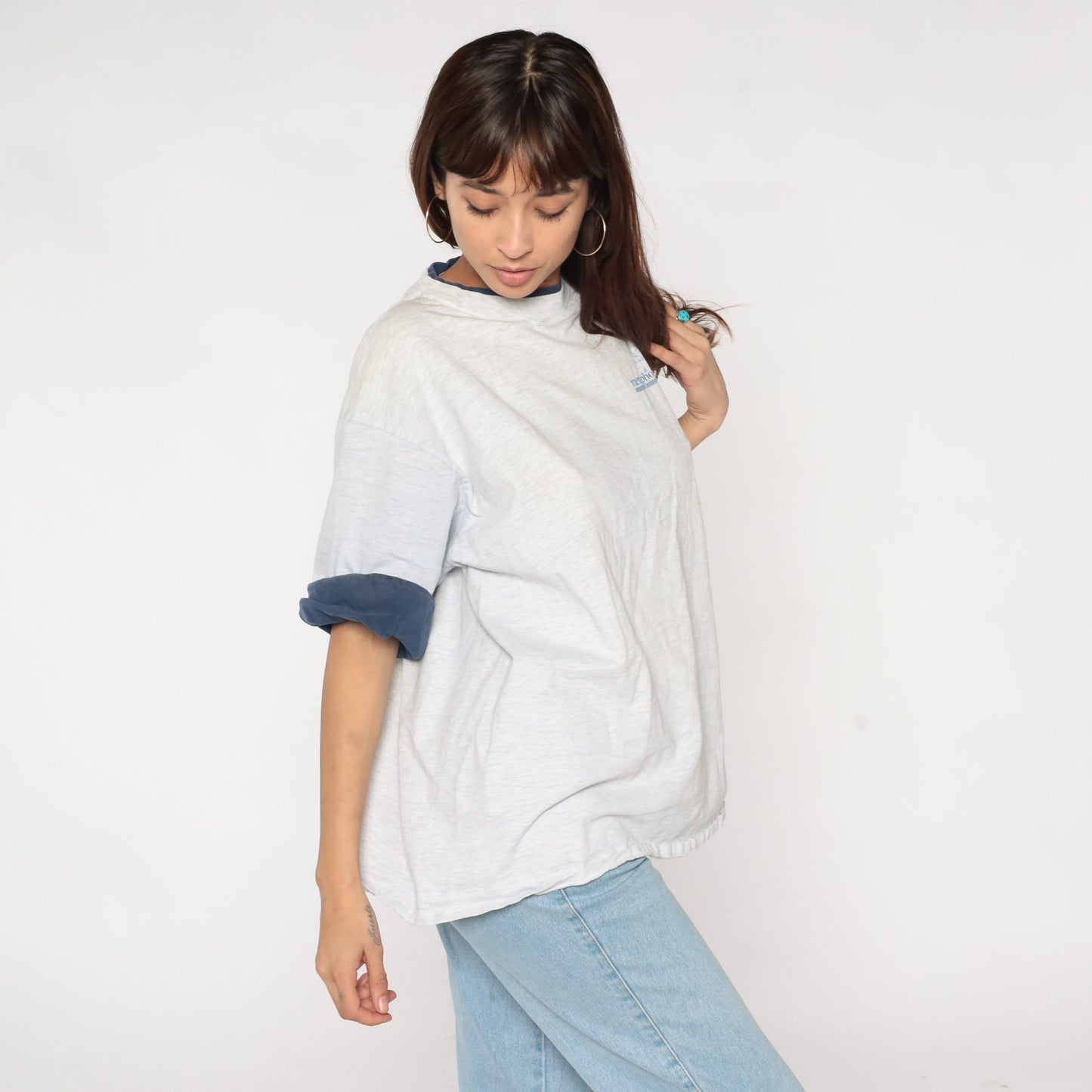 90s Metaphor Flamingo Logo T-Shirt Cuffed Sleeve Heather Grey XXL