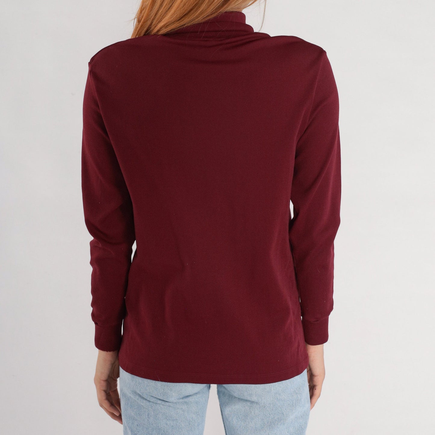 80s Burgundy Turtleneck Long Sleeve Shirt Medium