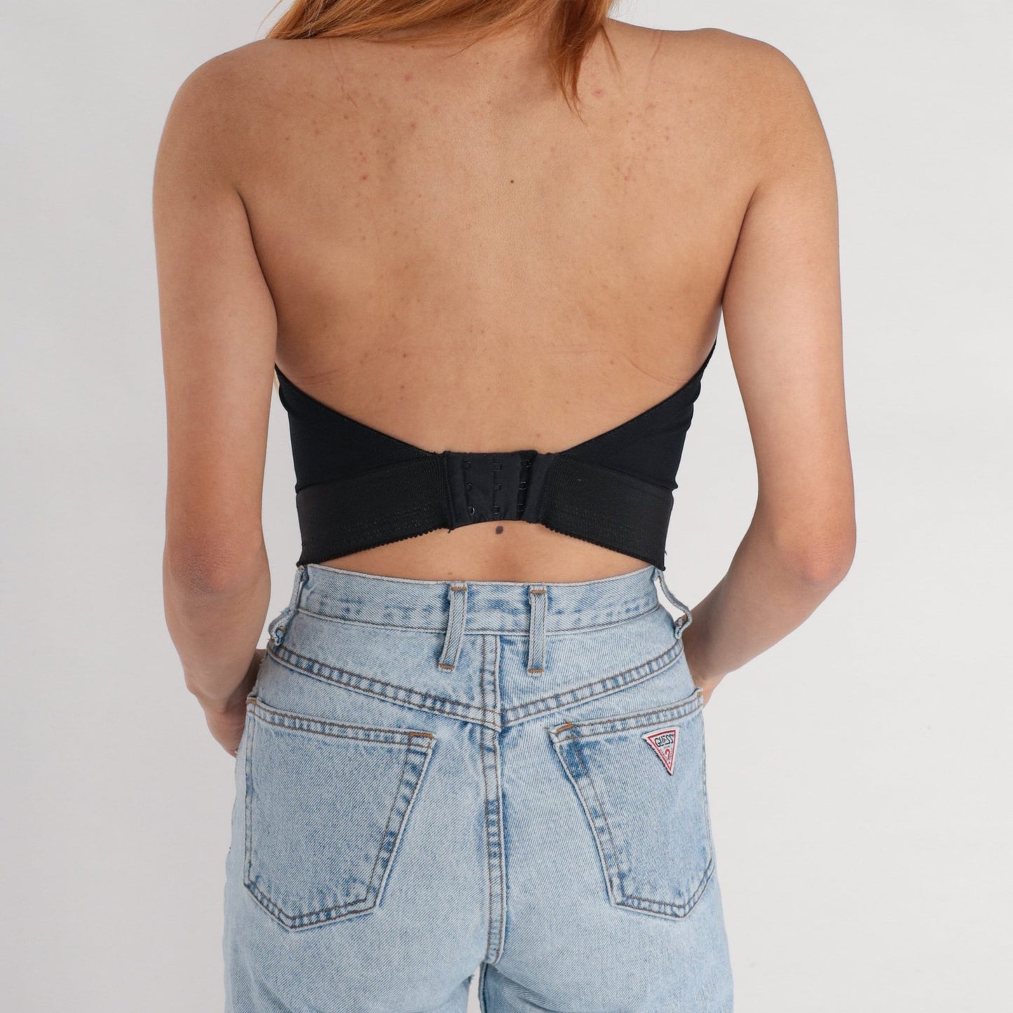 80s Backless by Smoothie Black Boned Bustier Strapless Sweetheart Corset 36C