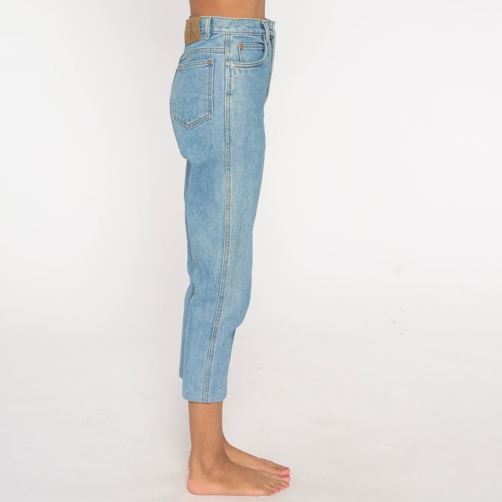 Calvin Klein 90s Mom Jeans Blue Denim High Waist Tapered Small 26