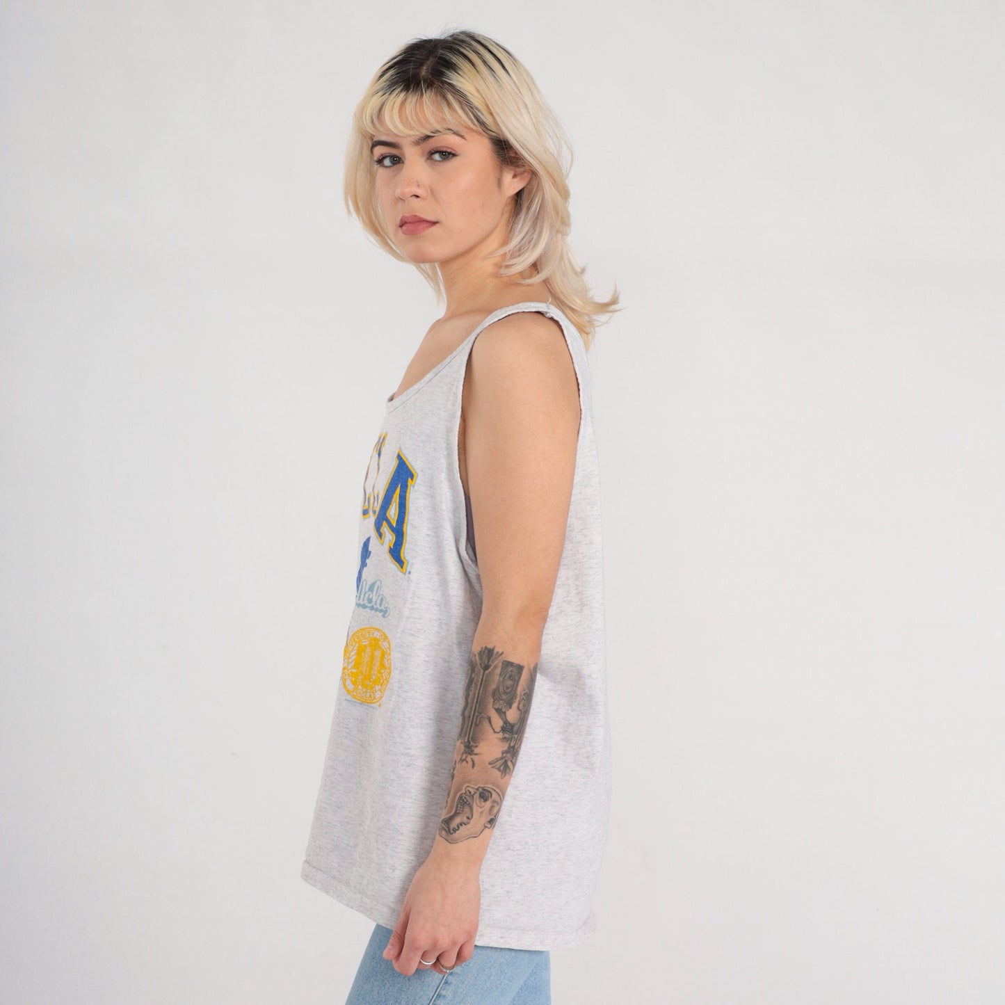 90s UCLA Bruins Tank Top Grey Graphic Single Stitch Extra Large XL