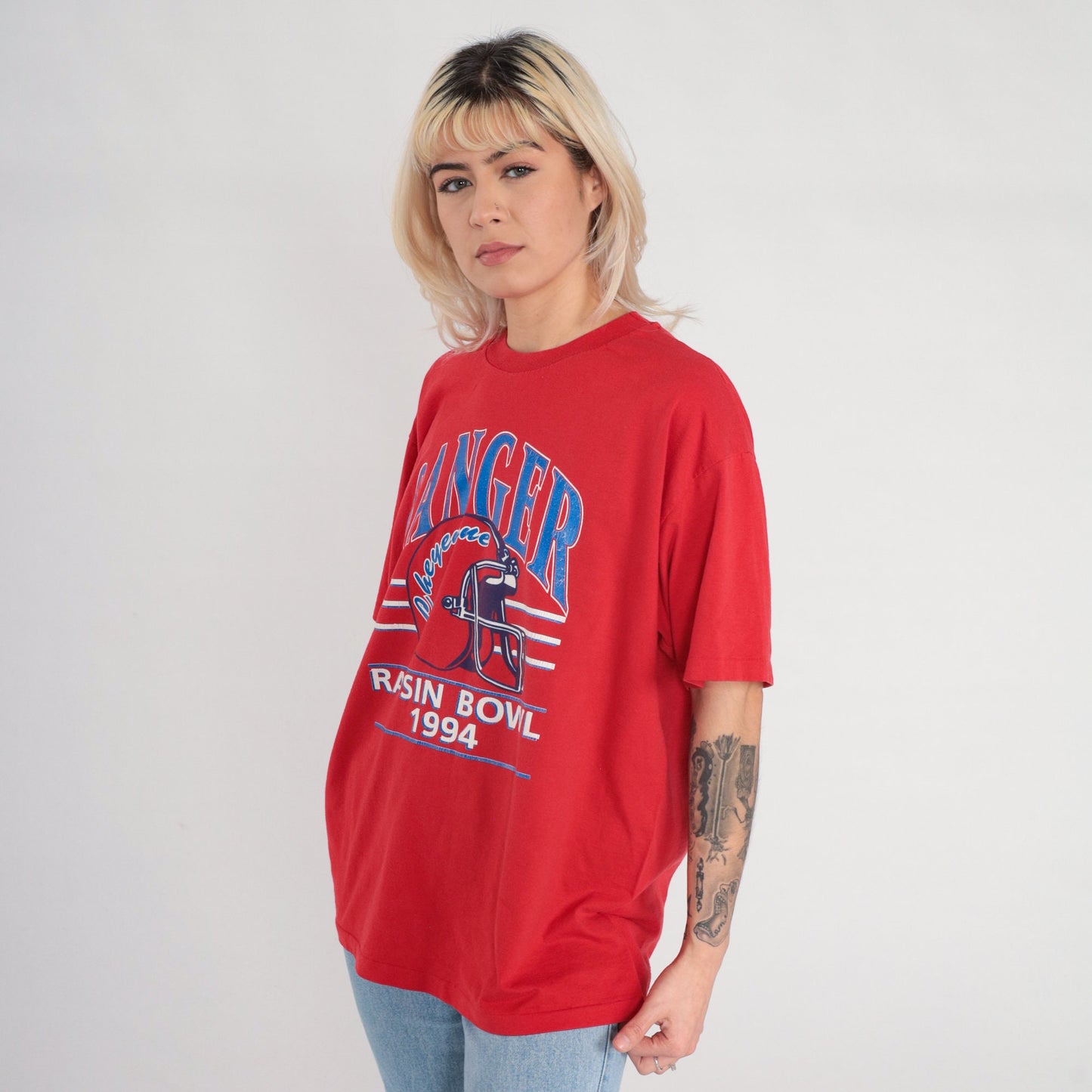 1994 Raisin Bowl Sanger Cheyenne Football Graphic T-Shirt White Extra Large XL