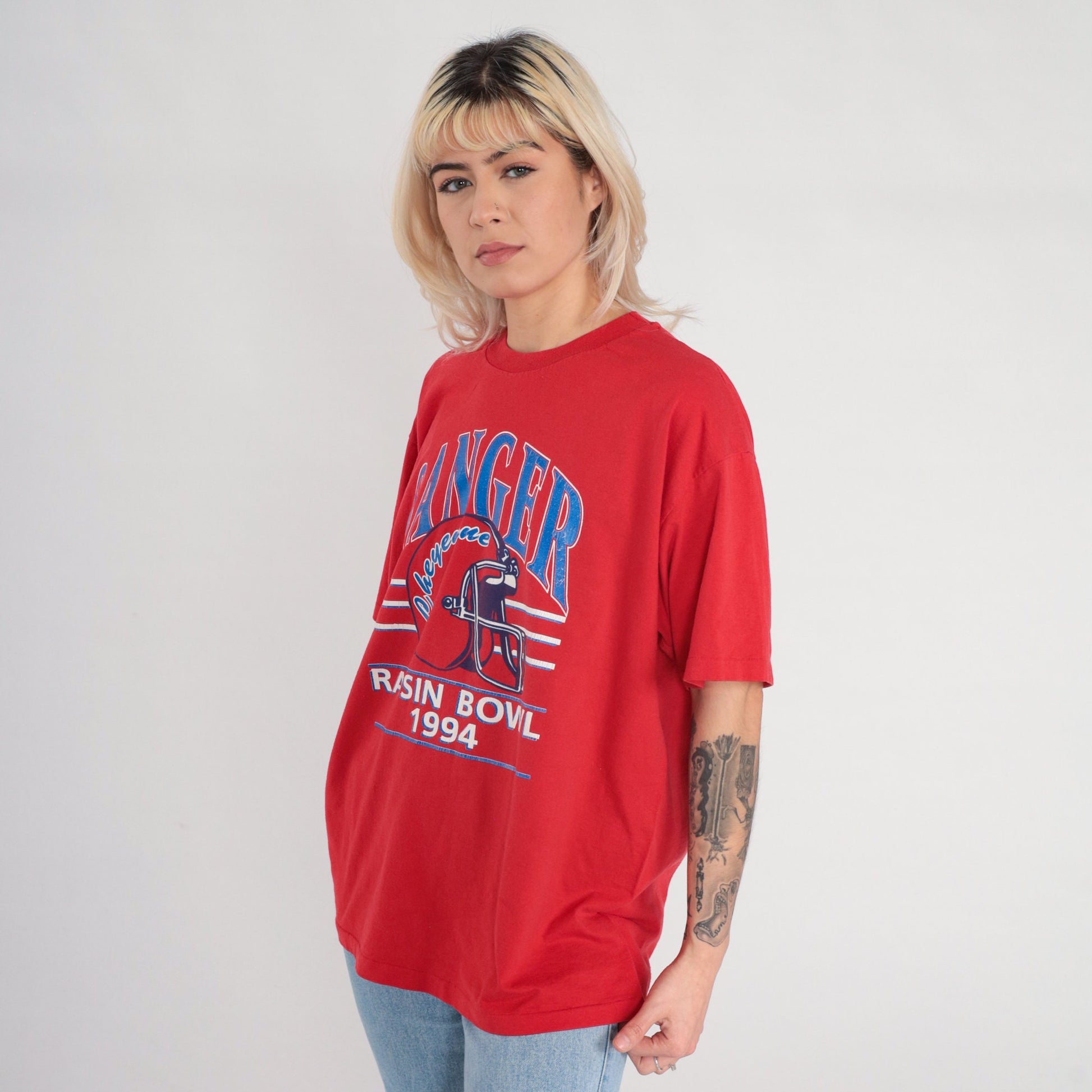 1994 Raisin Bowl Sanger Cheyenne Football Graphic T-Shirt White Extra Large XL
