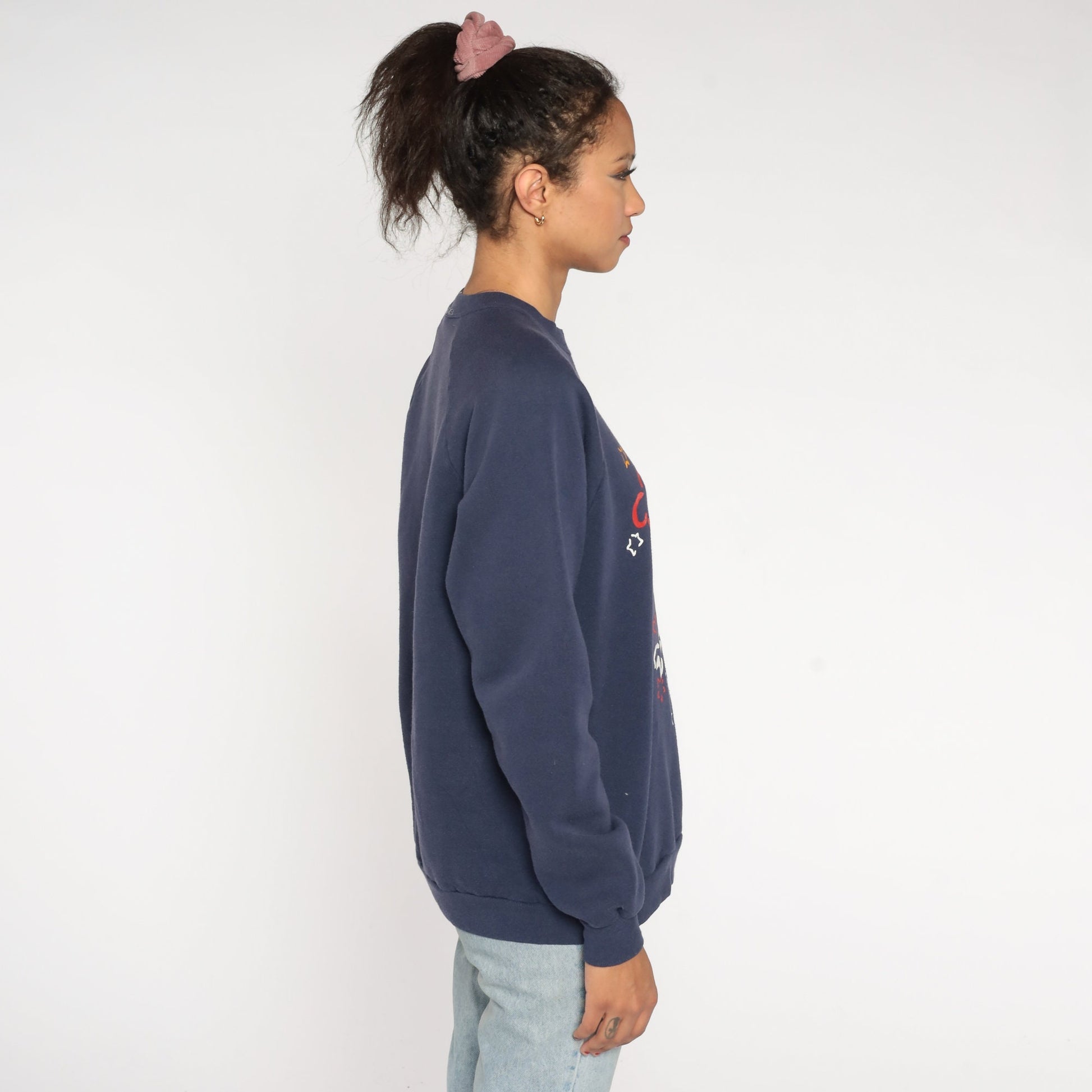 90s Ken Done Scorpio Zodiac Astrology Sweatshirt Navy Raglan Medium