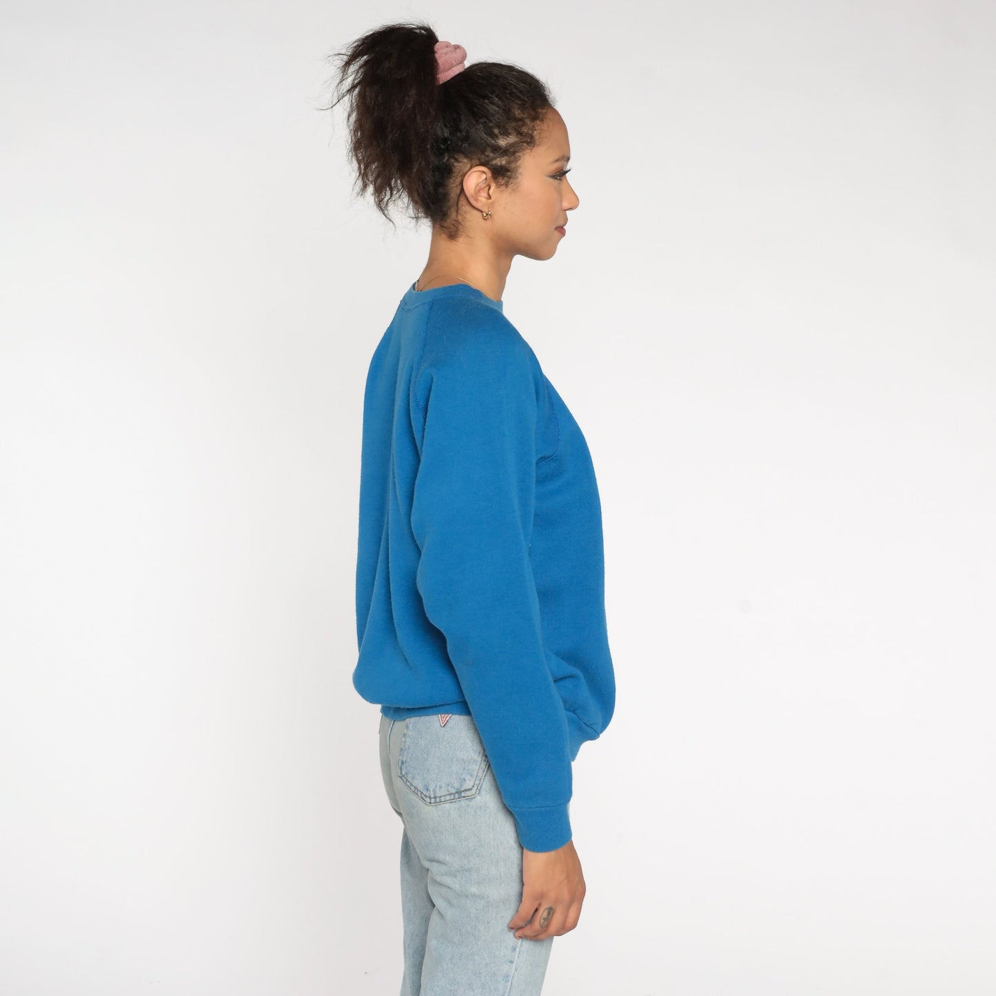 80s Tultex Blue Crewneck Sweatshirt Raglan Sleeve Vintage Large L
