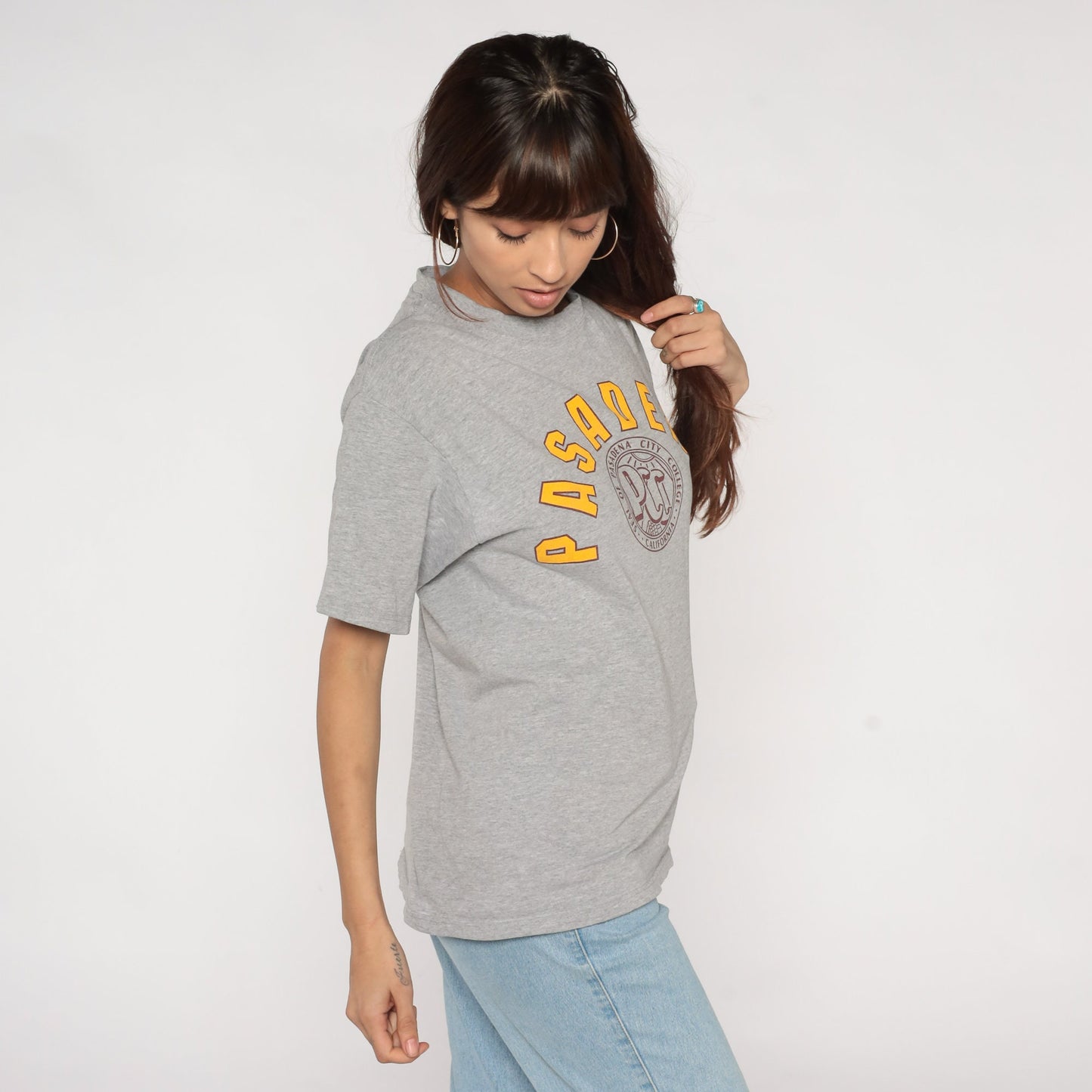 Y2K Pasadena City College Graphic Tee Heather Grey Los Angeles Medium M