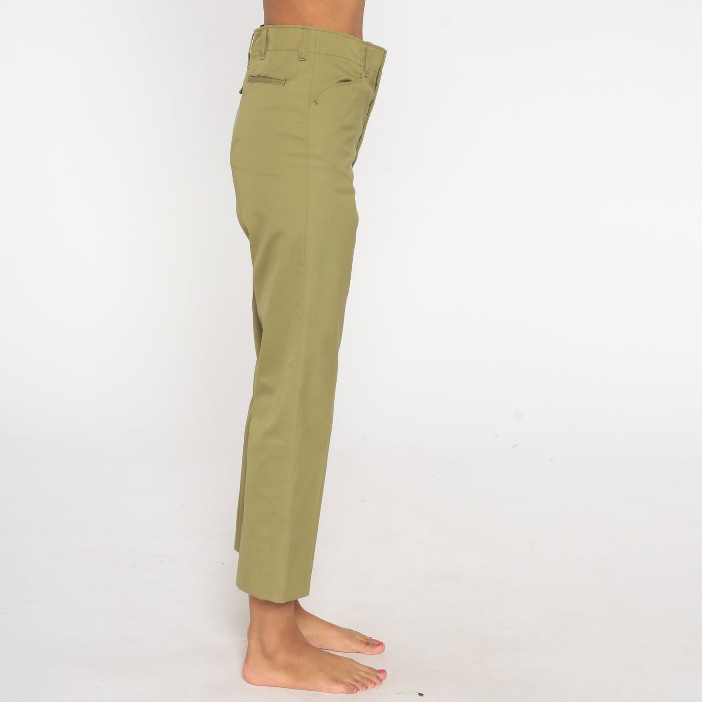 80s Boy Scout Olive Green Cotton Pants High Waisted Uniform Small