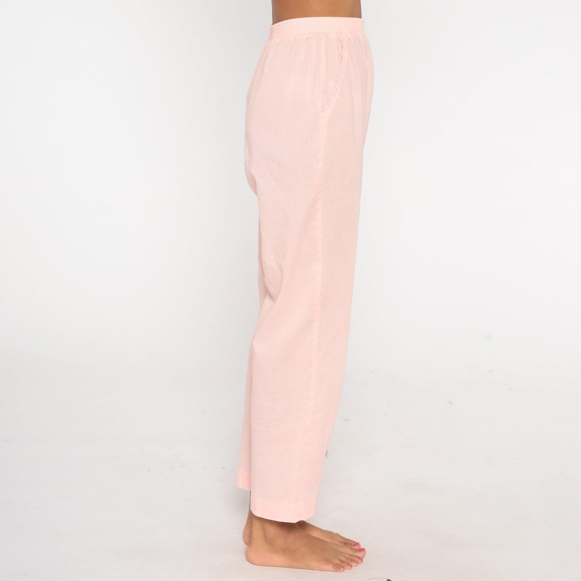 80s Baby Pink Tapered High-Waist Trousers Cotton Blend Small Medium