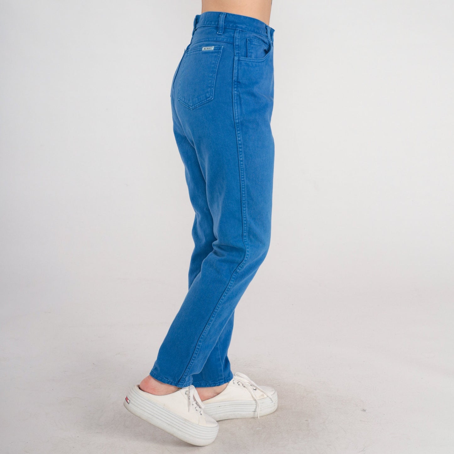 90s Bill Blass Blue Denim High-Rise Tapered Jeans Small