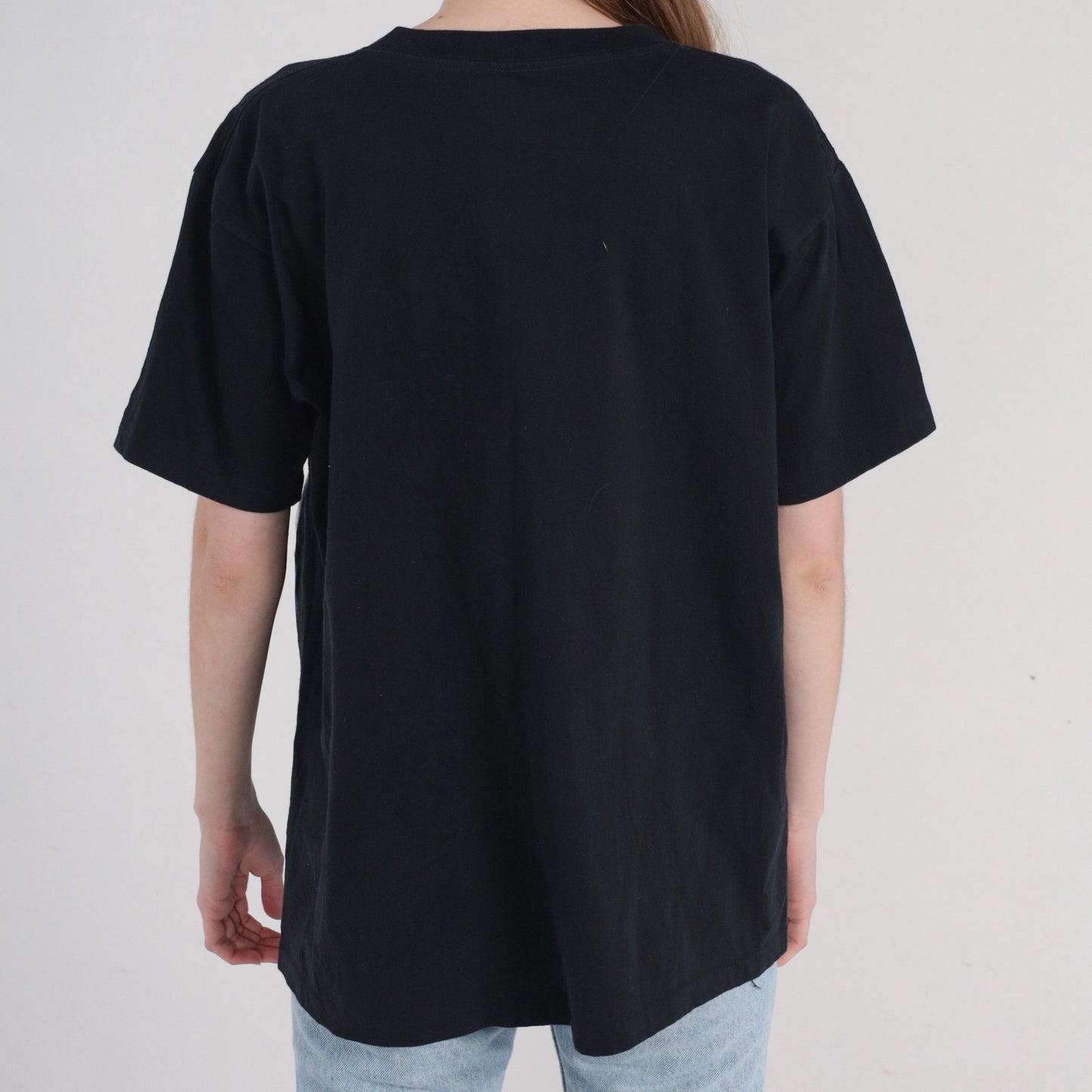 90s Rhino Animal Graphic T-Shirt Black Cotton Wildlife Print Large L