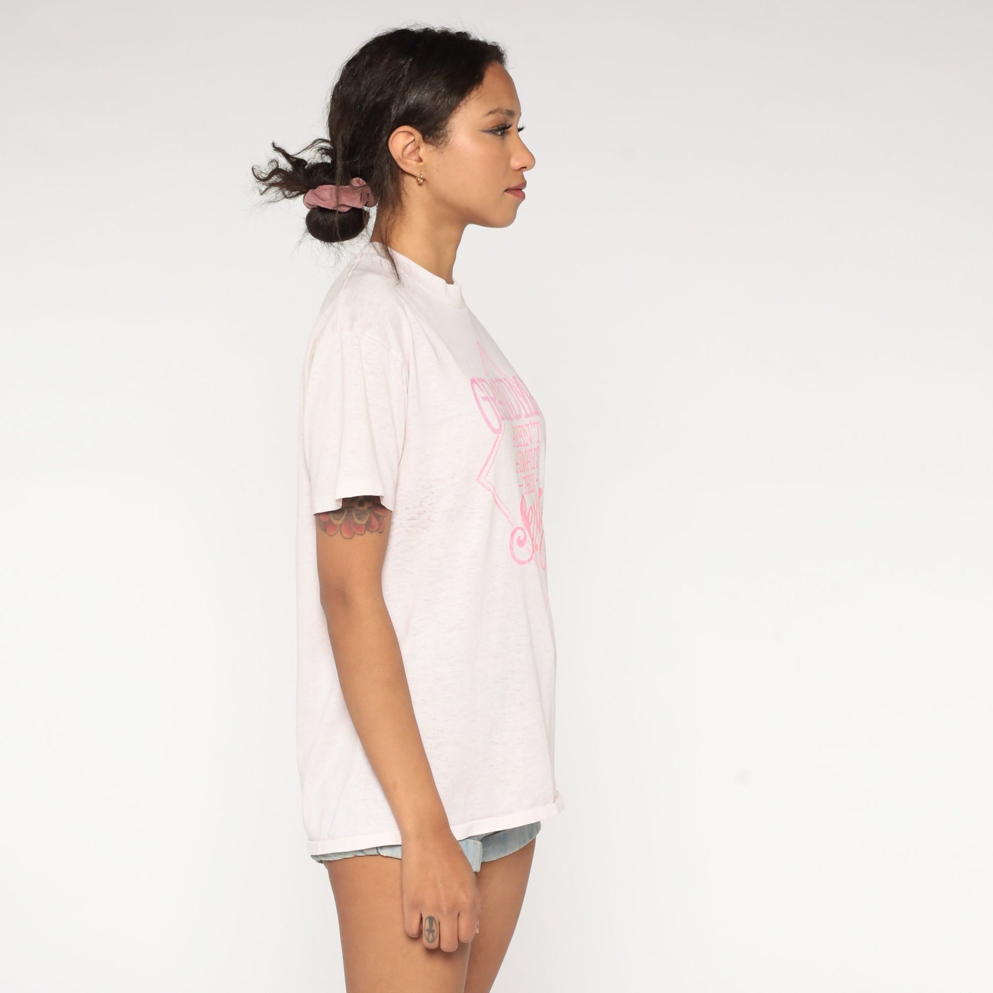 90s Grandma Graphic T-Shirt Pink Burnout Tee Medium