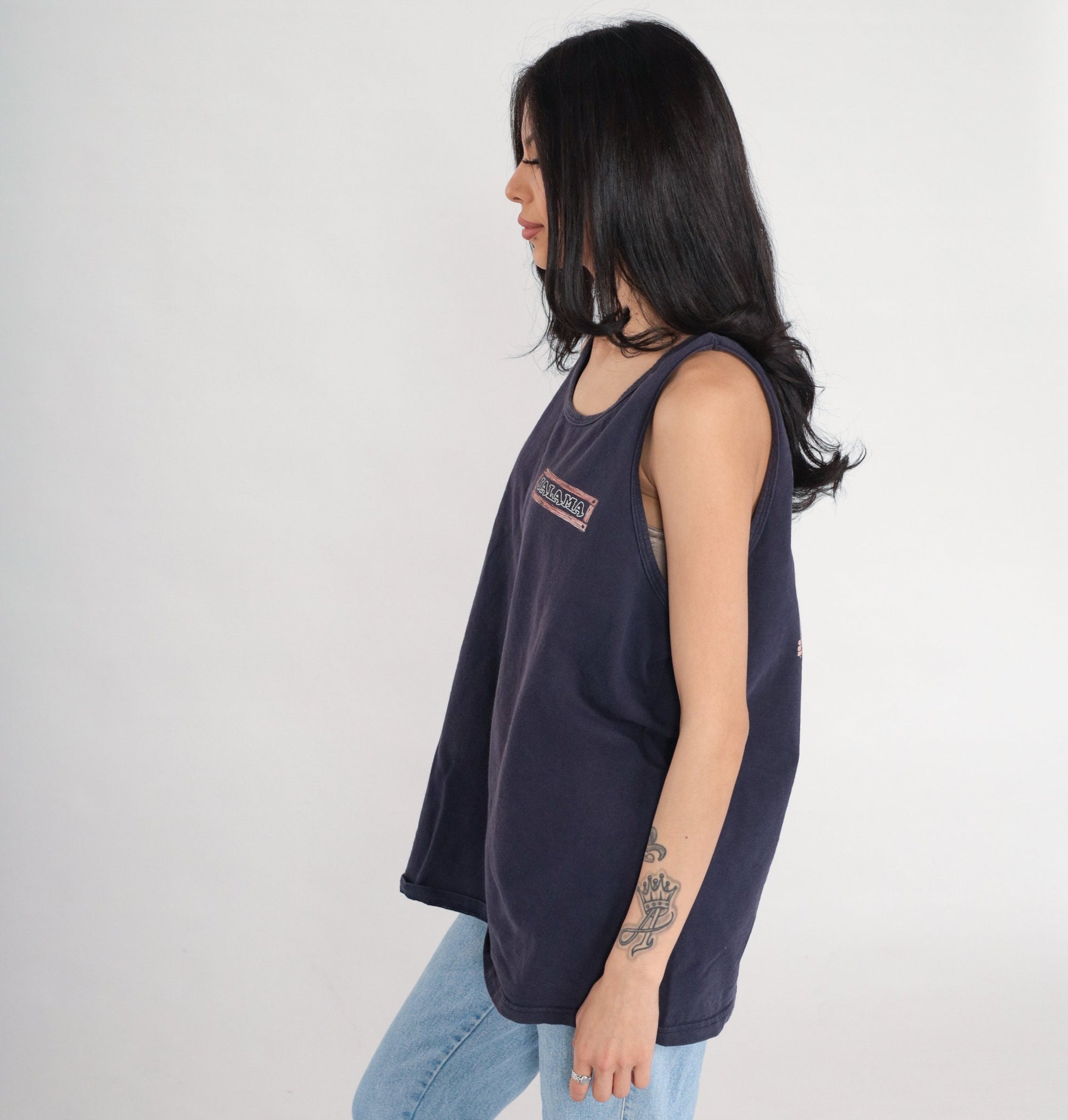 90s Jalama Beach Santa Barbara Tank Top Navy Graphic Tee Extra Large