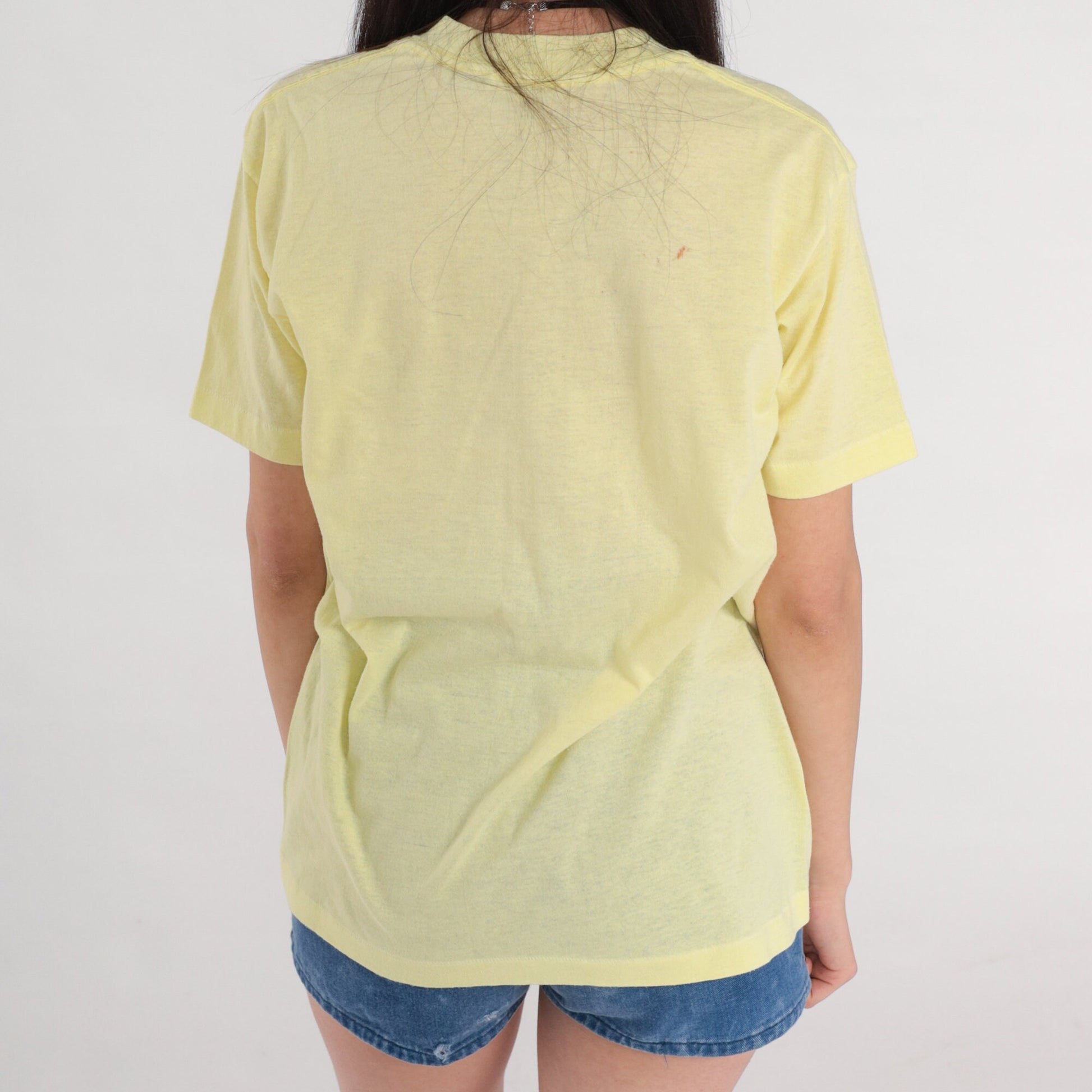 80s Florida Sailboat Graphic T-Shirt Yellow Single Stitch Tee Medium Large