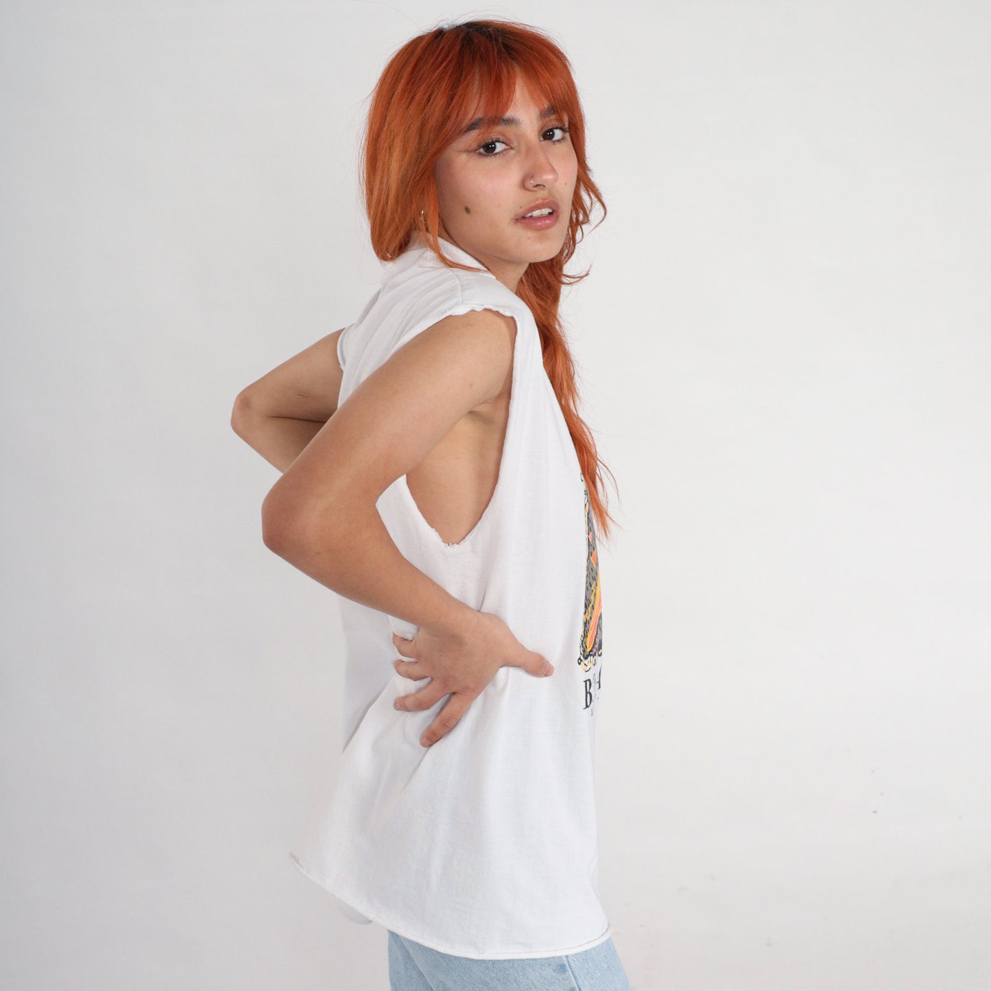 00s Boracay Philippines Seashell Graphic Tank Top White Large