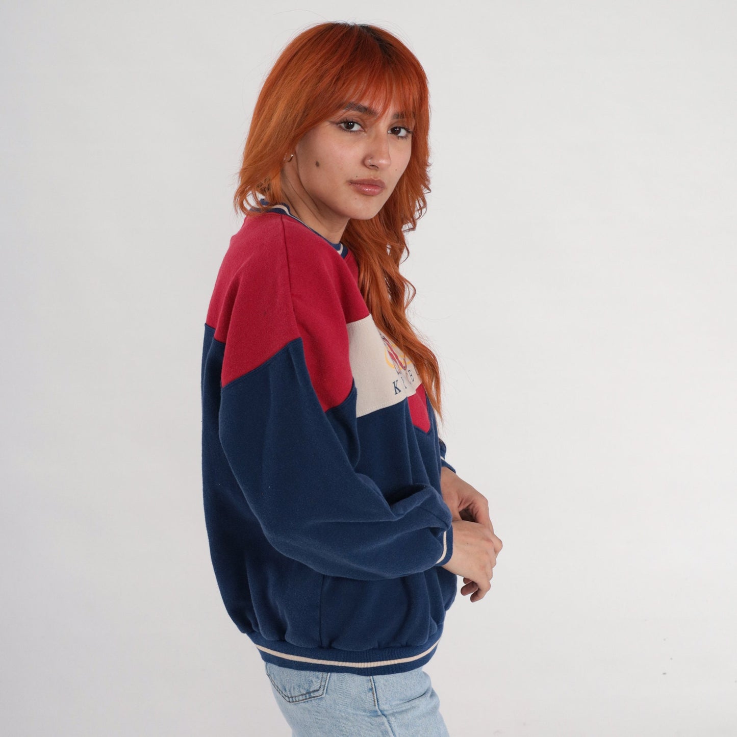 90s Kennedy Space Center Astronaut Graphic Sweatshirt Navy Blue Red Large