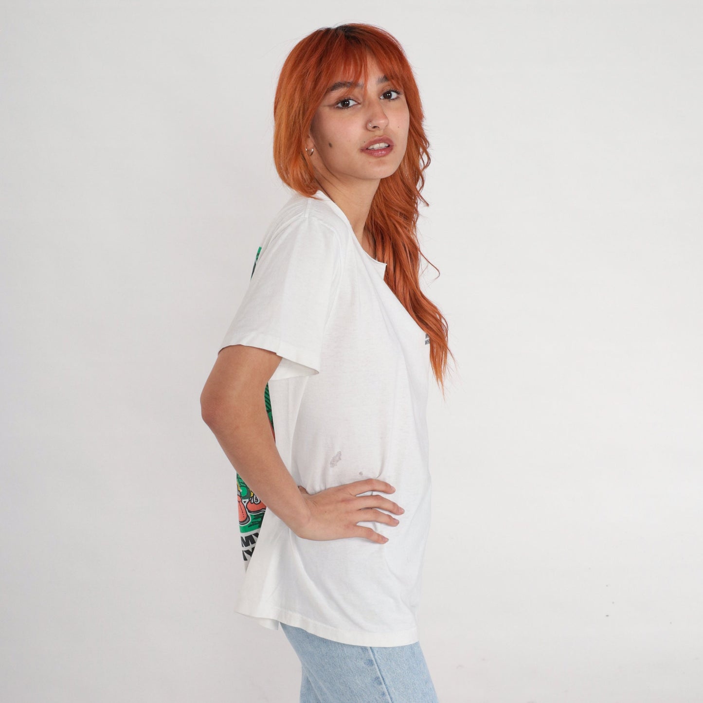 90s Big Johnson Graphic T-Shirt Green Peas Spoof Large L