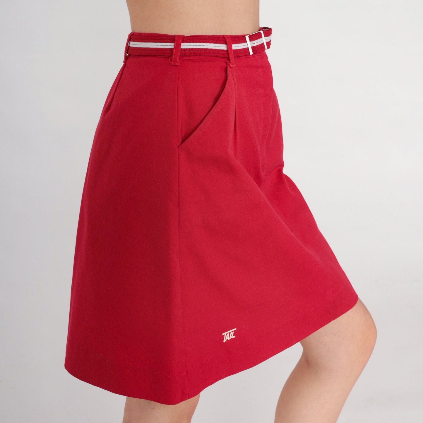 80s Tail Red Mini Skirt Preppy Golf Straight High Waisted Small