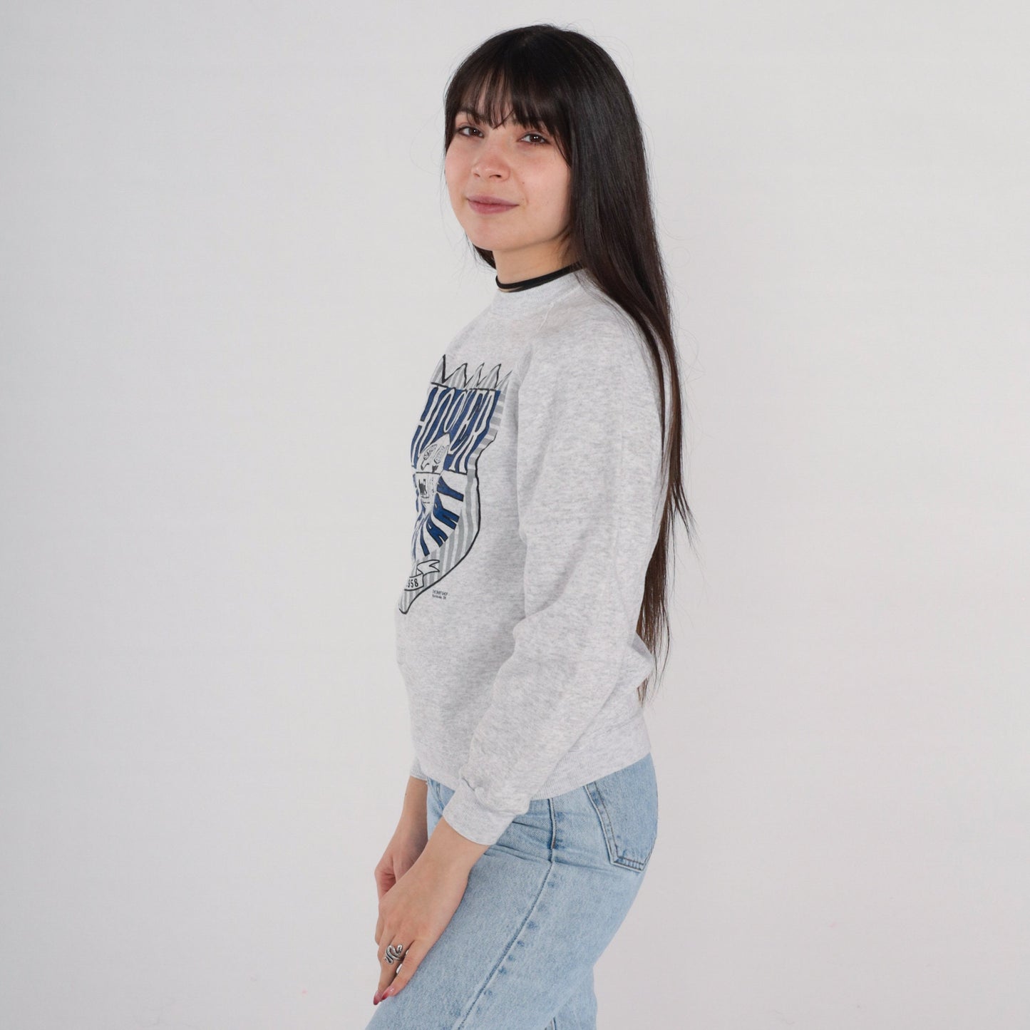 90s Hoover Elementary School Bartlesville Oklahoma Sweatshirt Grey Raglan XS