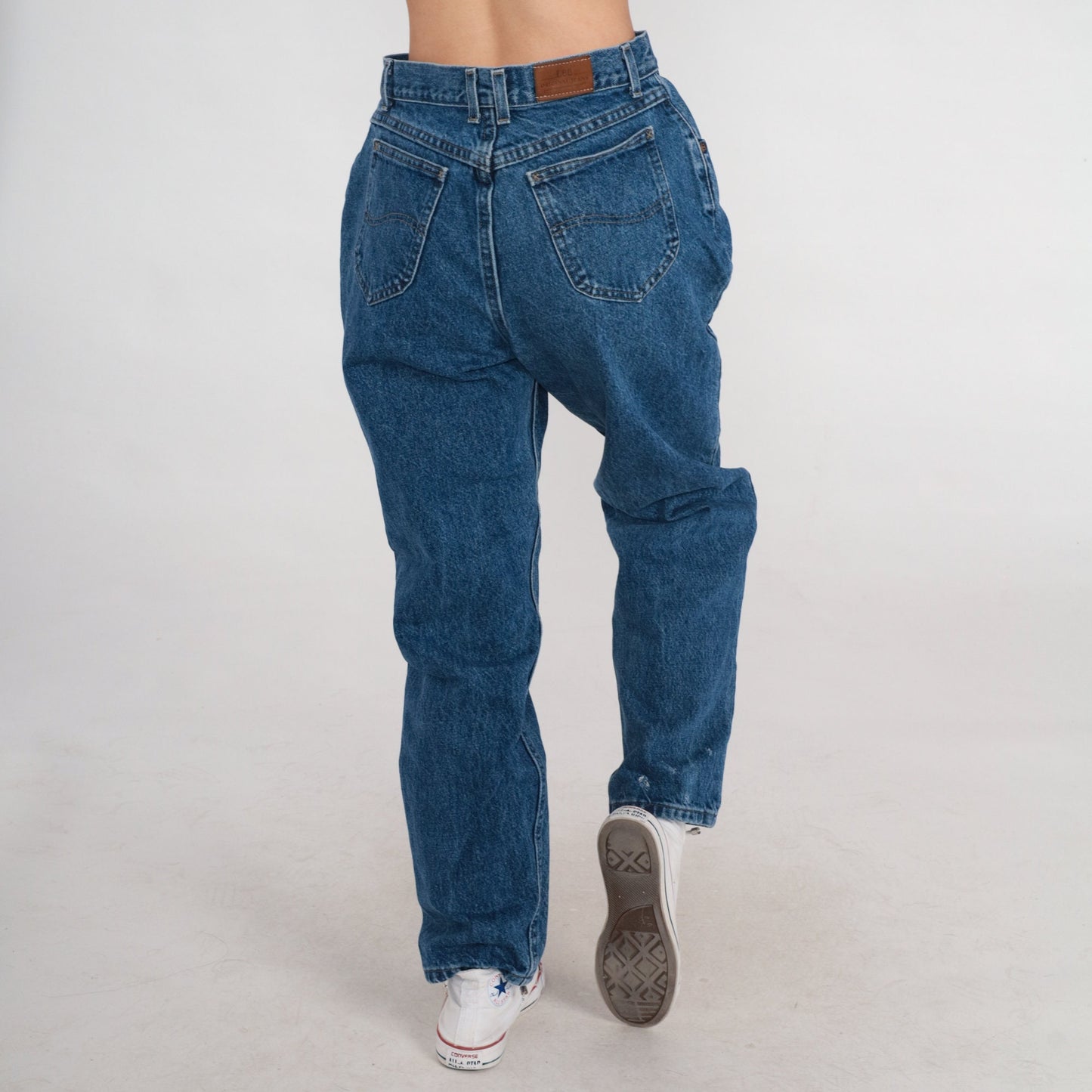 90s Lee High Waist Mom Jeans Dark Wash Straight Leg Denim Large