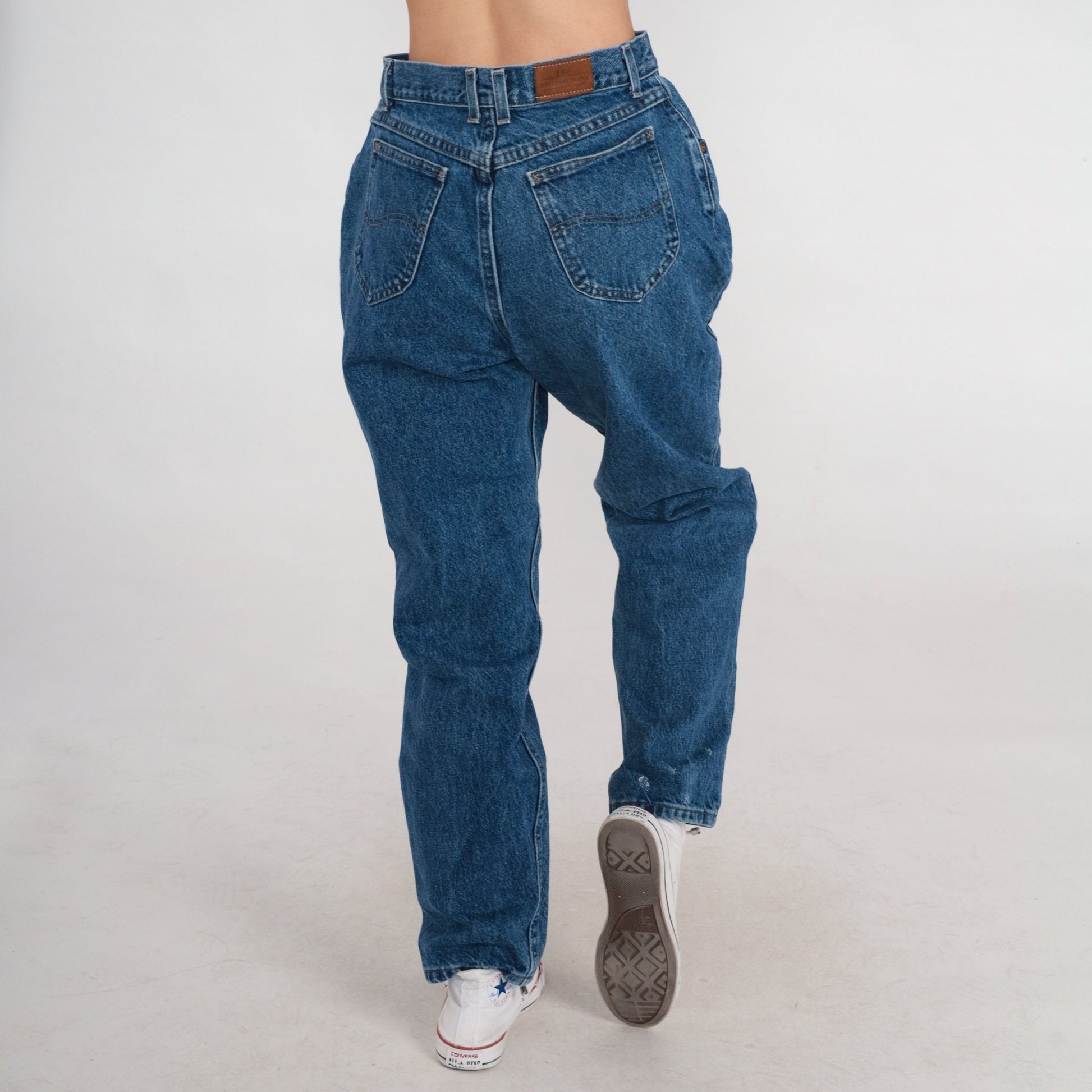 90s Lee High Waist Mom Jeans Dark Wash Straight Leg Denim Large