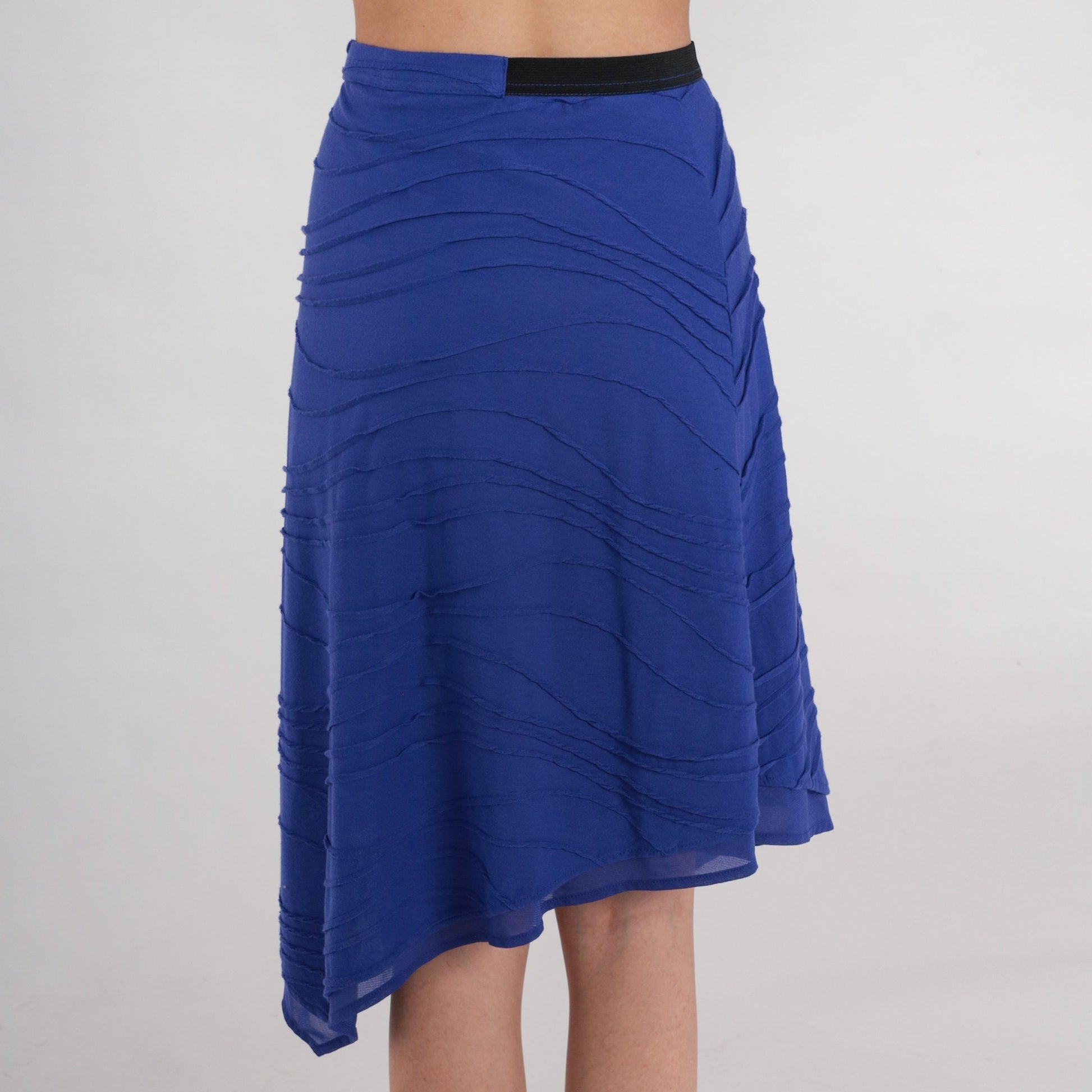 Vera Wang Y2K Royal Blue Midi Skirt Asymmetrical Hem Medium M