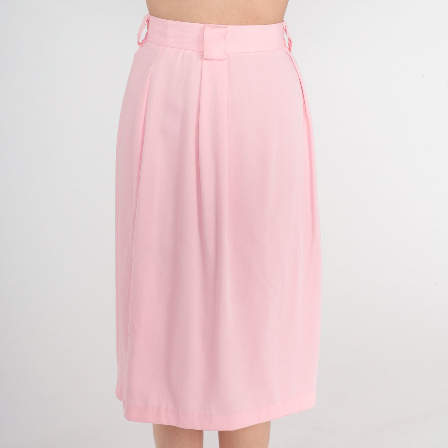 80s Baby Pink Midi Skirt High Waist Straight Cut Extra Small