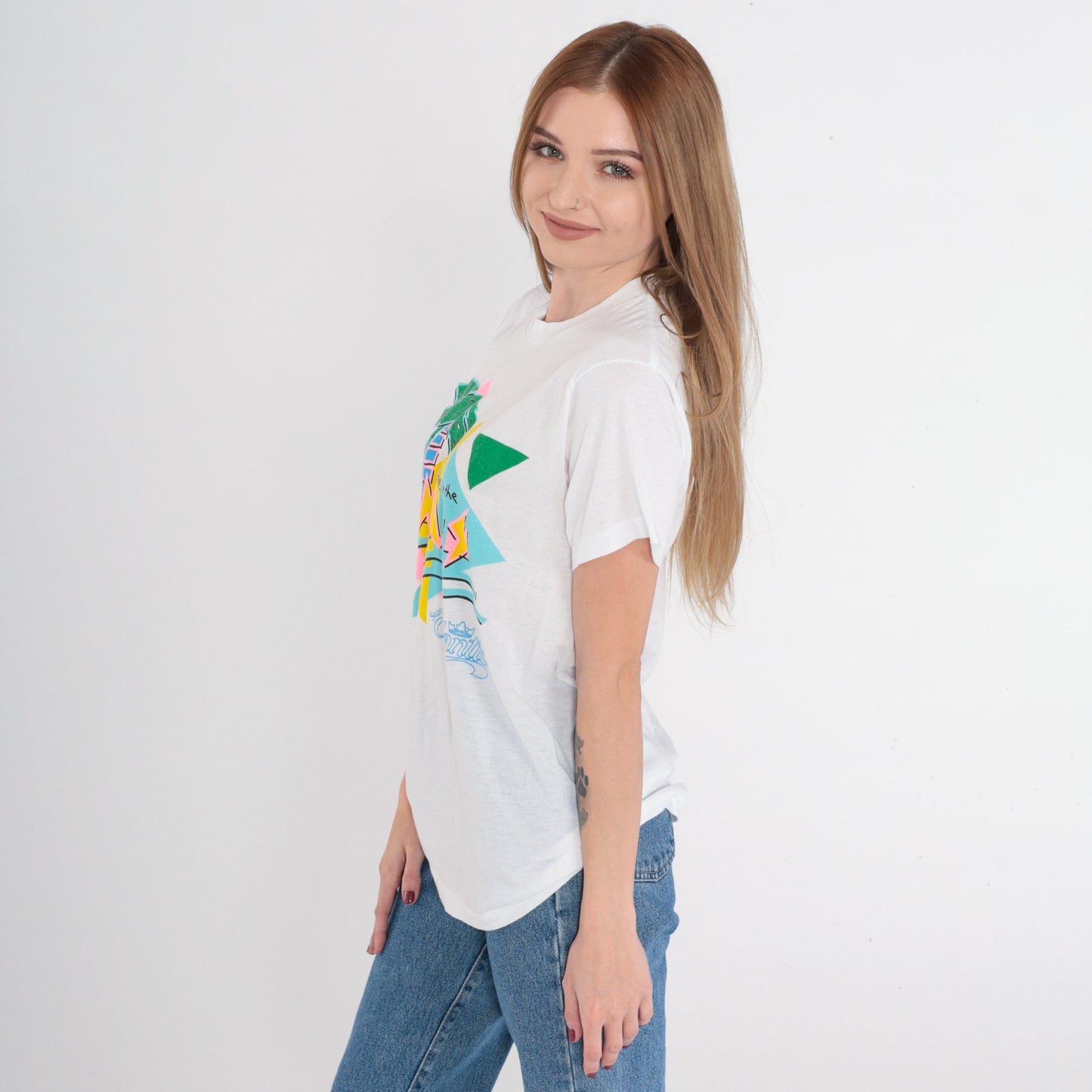 80s Bahamas Graphic T-Shirt I'd Rather Be Palm Tree Cruise Ship Medium