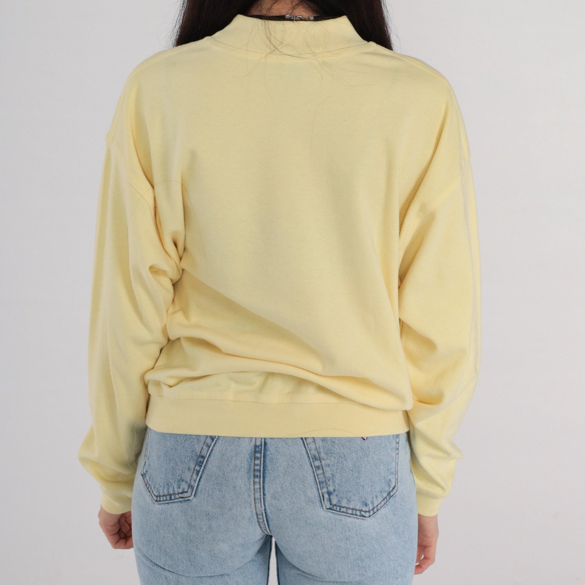 90s Izod Club Coat of Arms Embroidered Long Sleeve Shirt Light Yellow Extra Large