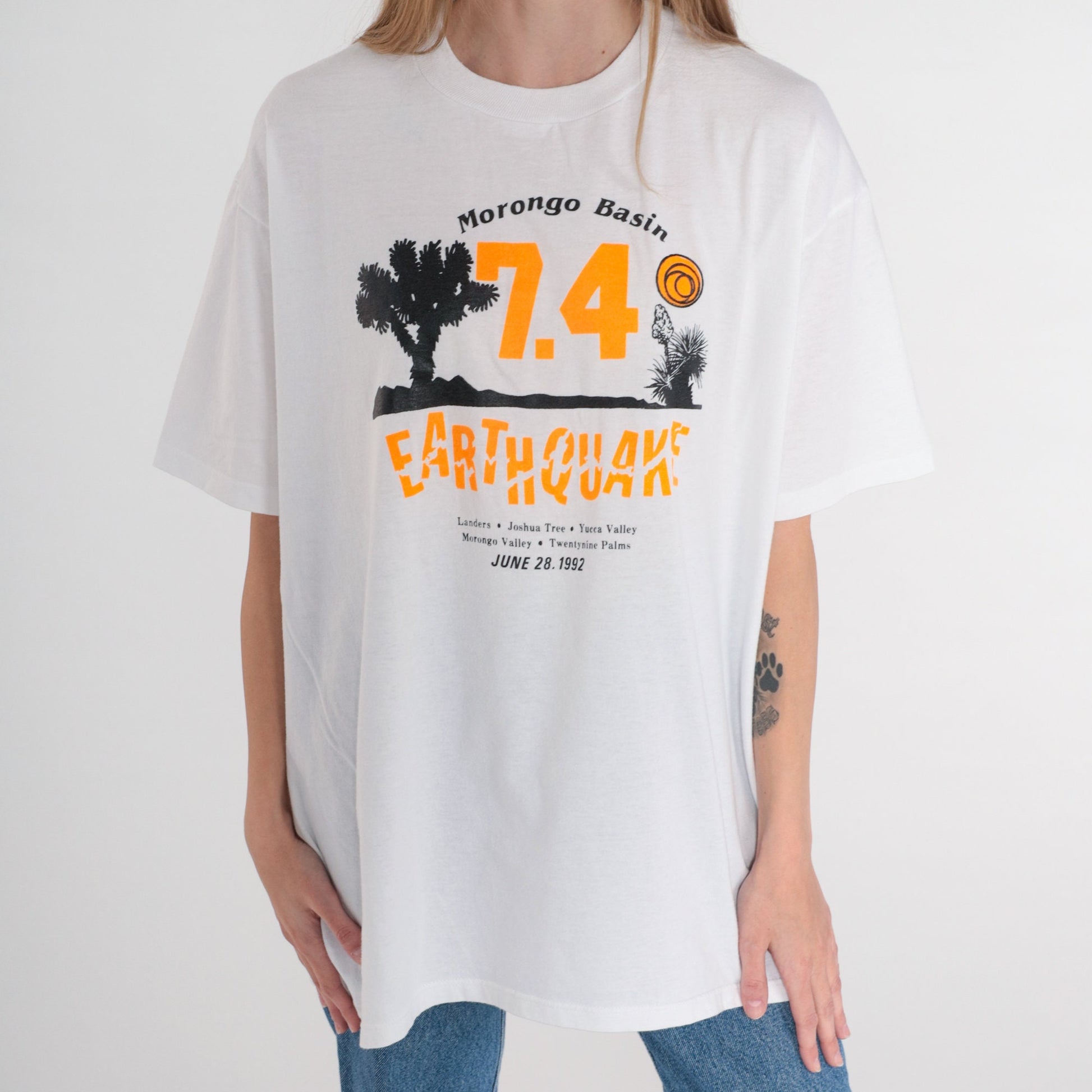 1992 Morongo Basin Earthquake Graphic Tee 90s California T-Shirt Extra Large XL