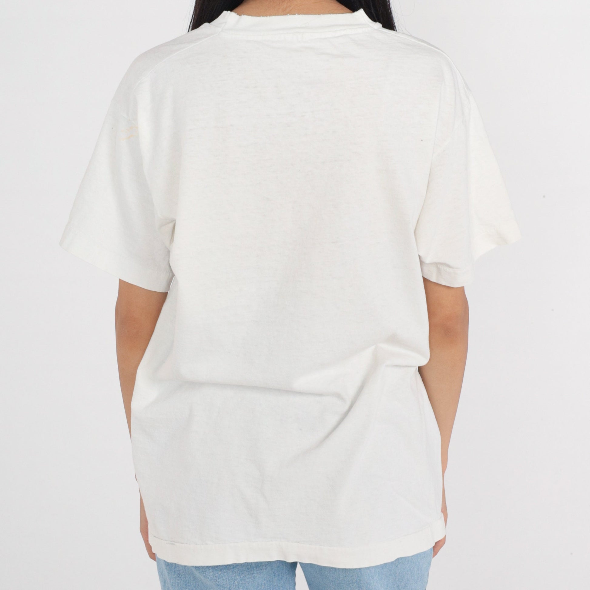 90s Hawaii Hibiscus Flower Graphic T-Shirt White Single Stitch Large