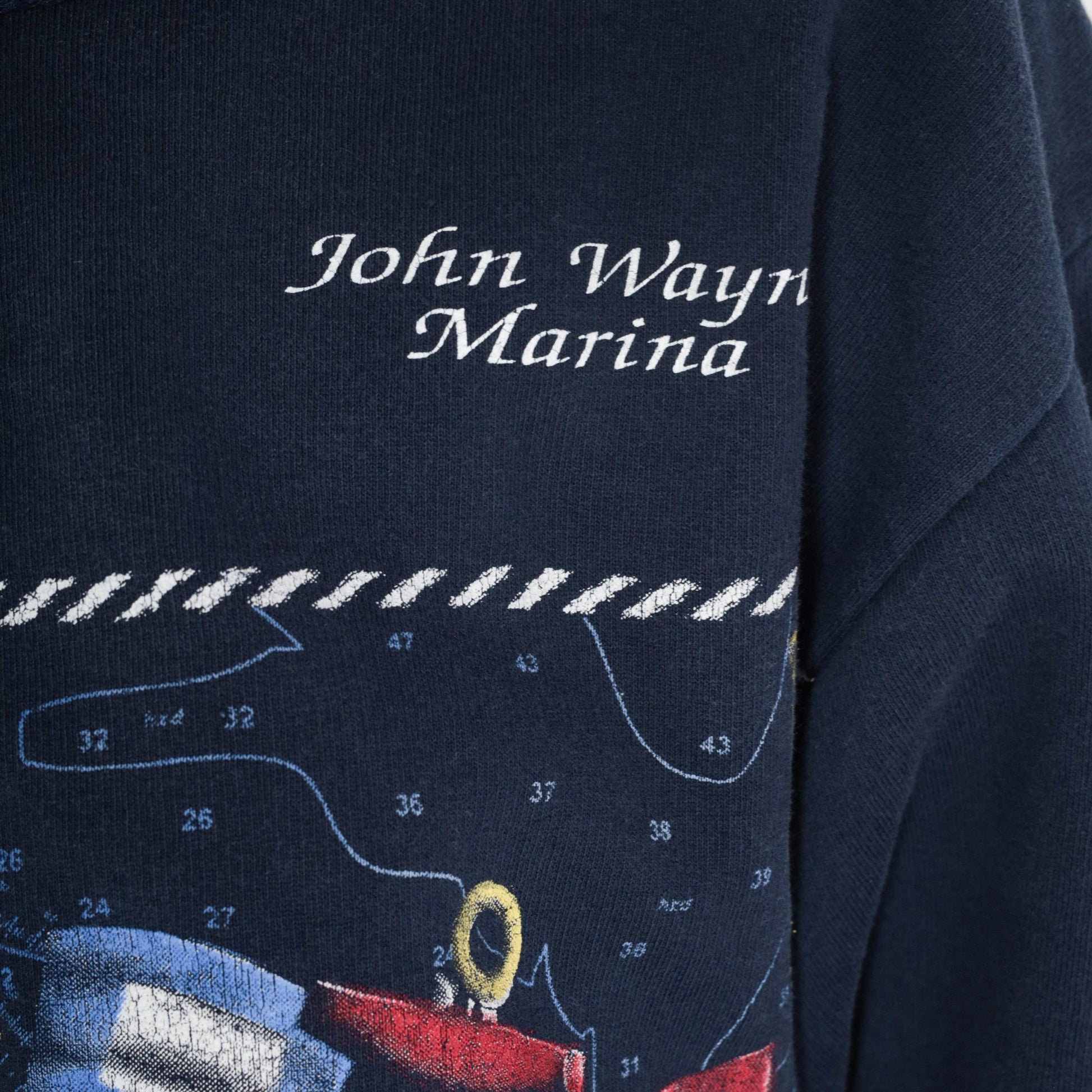 90s John Wayne Marina Celestial Quarter Zip Sweatshirt Navy Blue Medium M