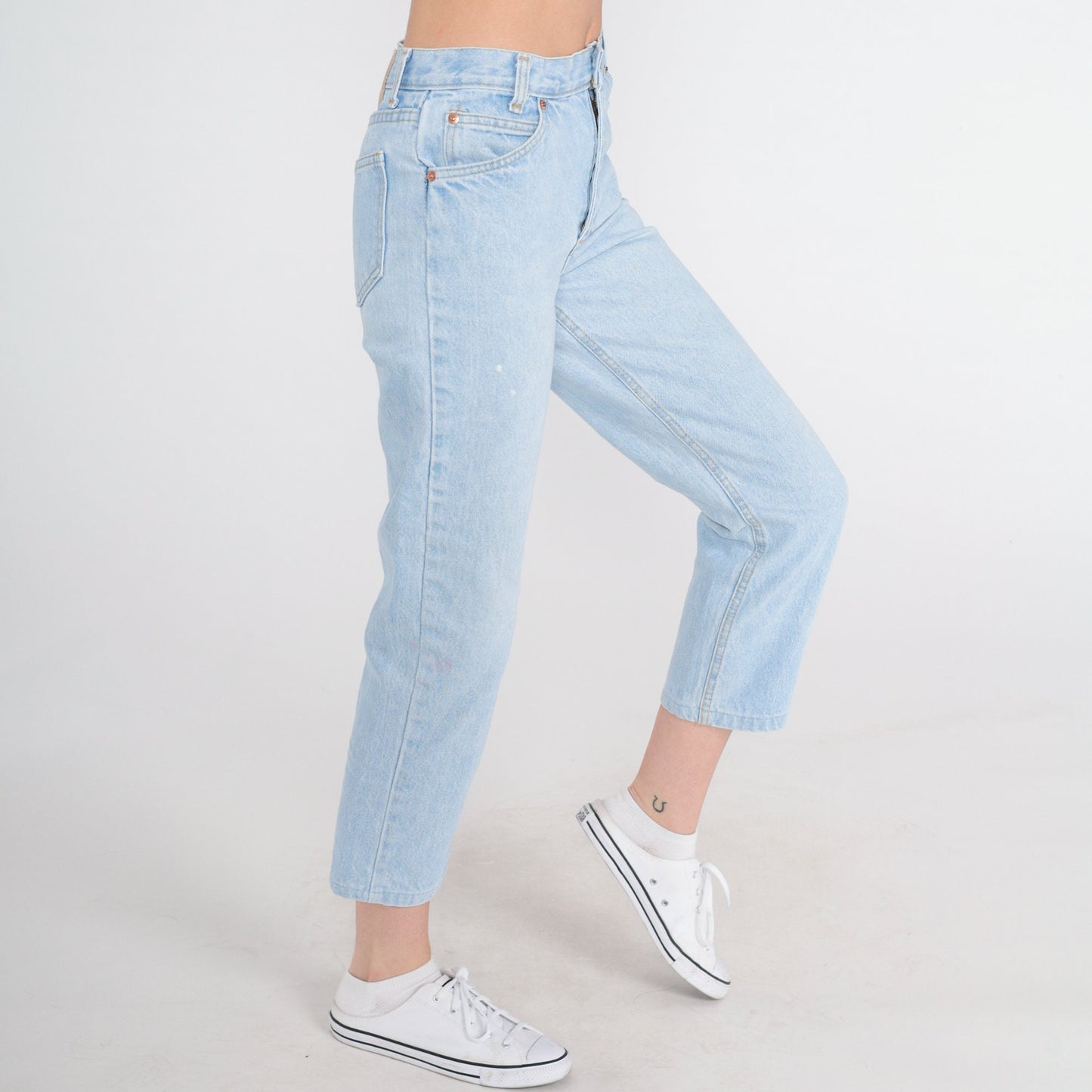 90s Light Wash Straight Leg Jeans Ankle Crop Mid Rise Denim Extra Small