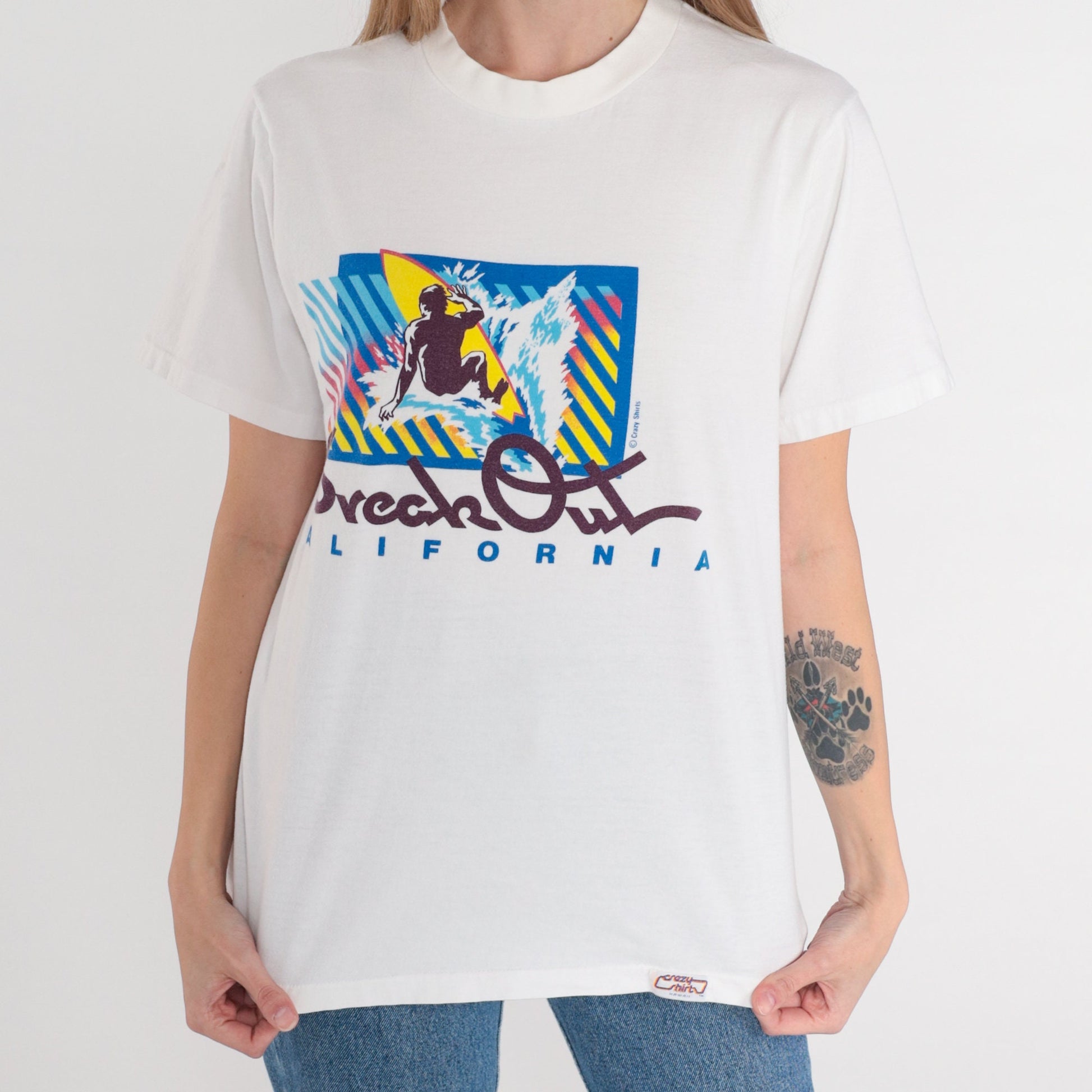 90s Crazy Shirts Break Out California Surfer Graphic Tee Cotton Medium M