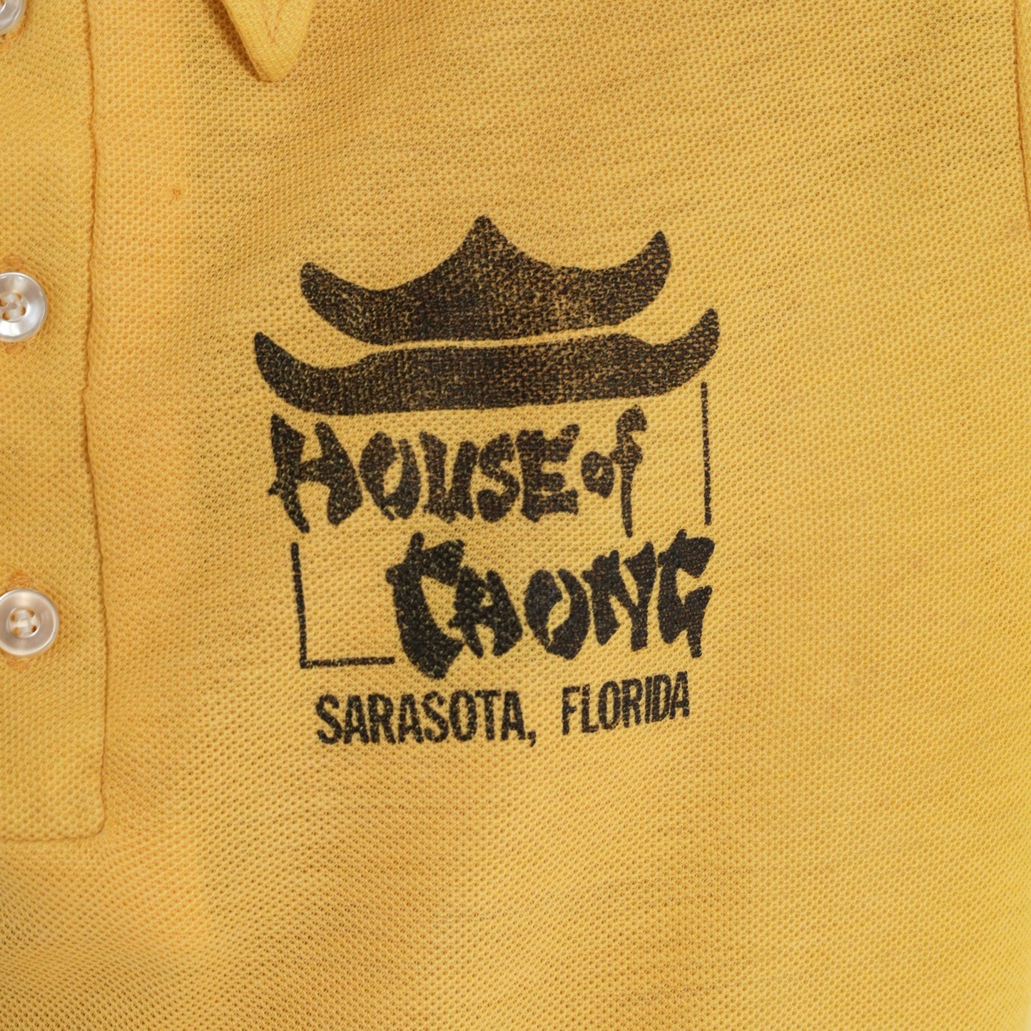70s House of Chong Yellow Polo Shirt Dagger Collar Button-Up Medium