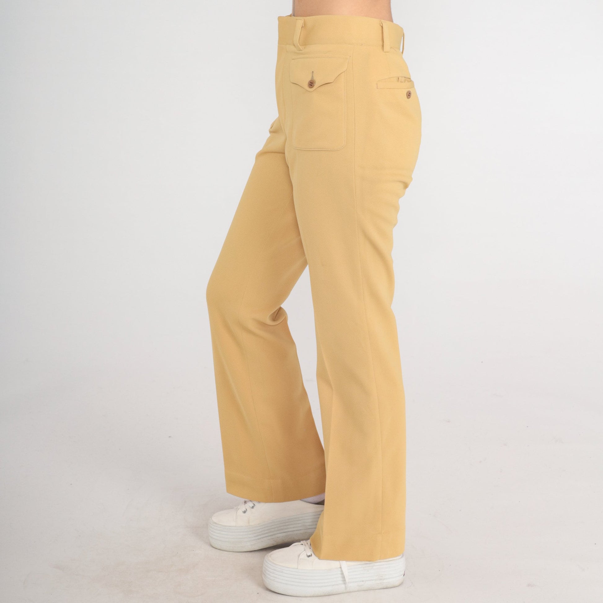 70s Sand Bell Bottom Flare Pants High Rise Vintage Small S