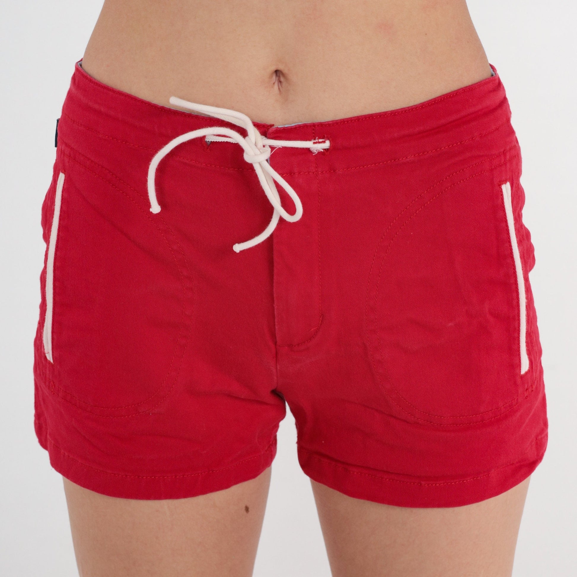 90s Tommy Hilfiger Athletic Shorts Red Cotton Drawstring Extra Small