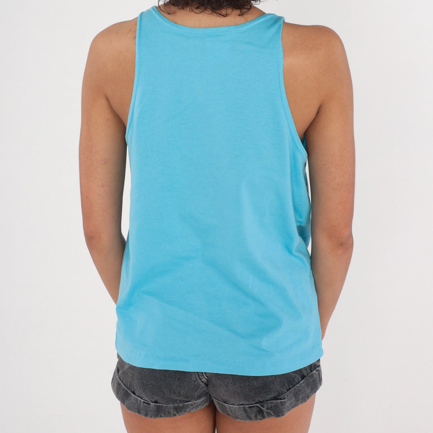 90s Morey Boogie Surfer Tank Top Blue Graphic Muscle Tee Medium