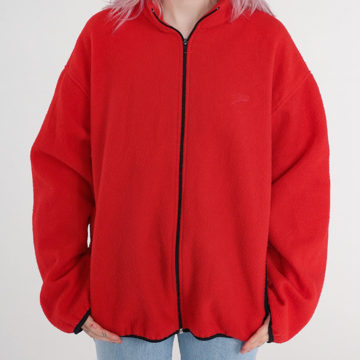 90s Speedo Red Fleece Zip-Up Jacket Extra Large XL