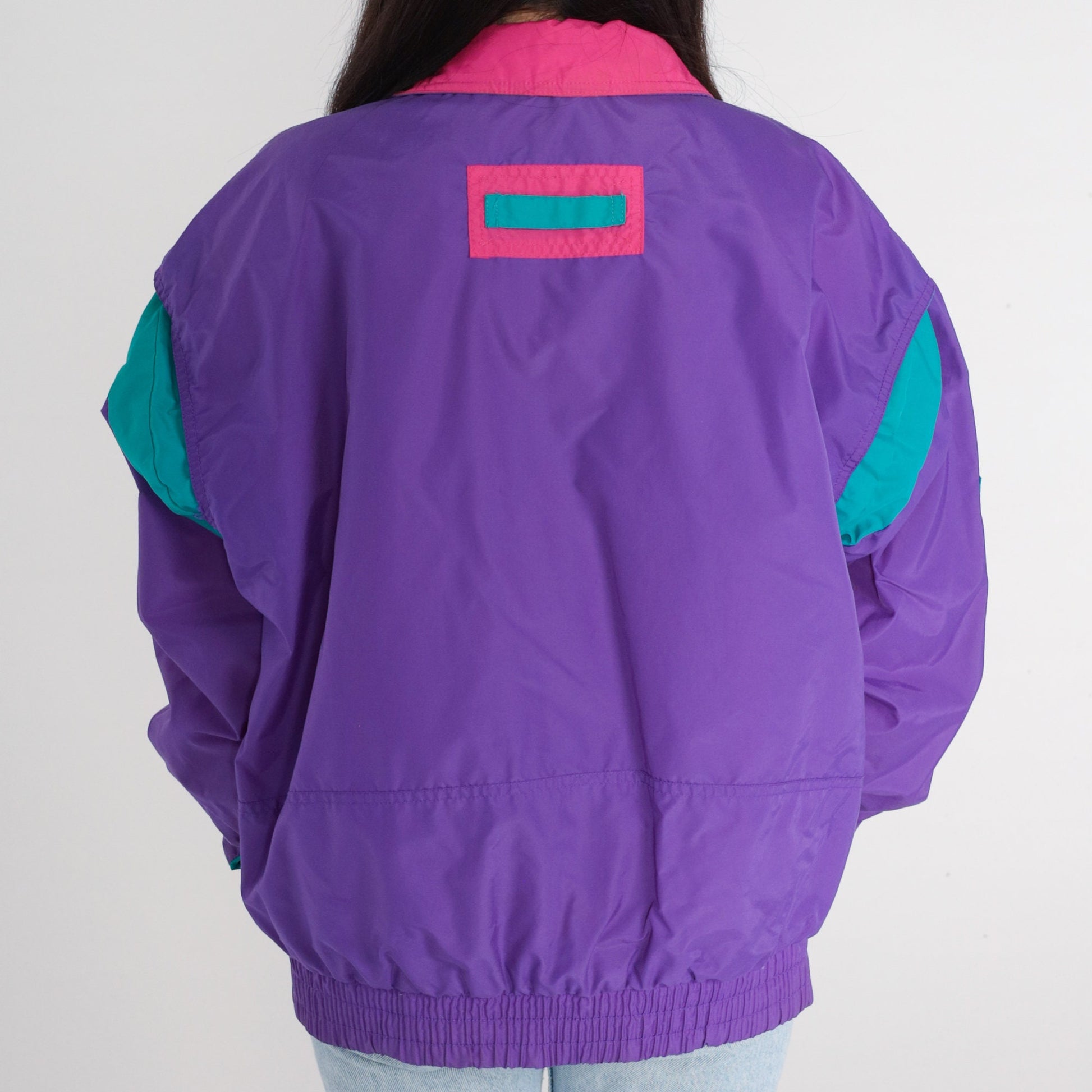 90s Cabin Creek Purple Puffer Ski Jacket Nylon Pink Green Trim Large L