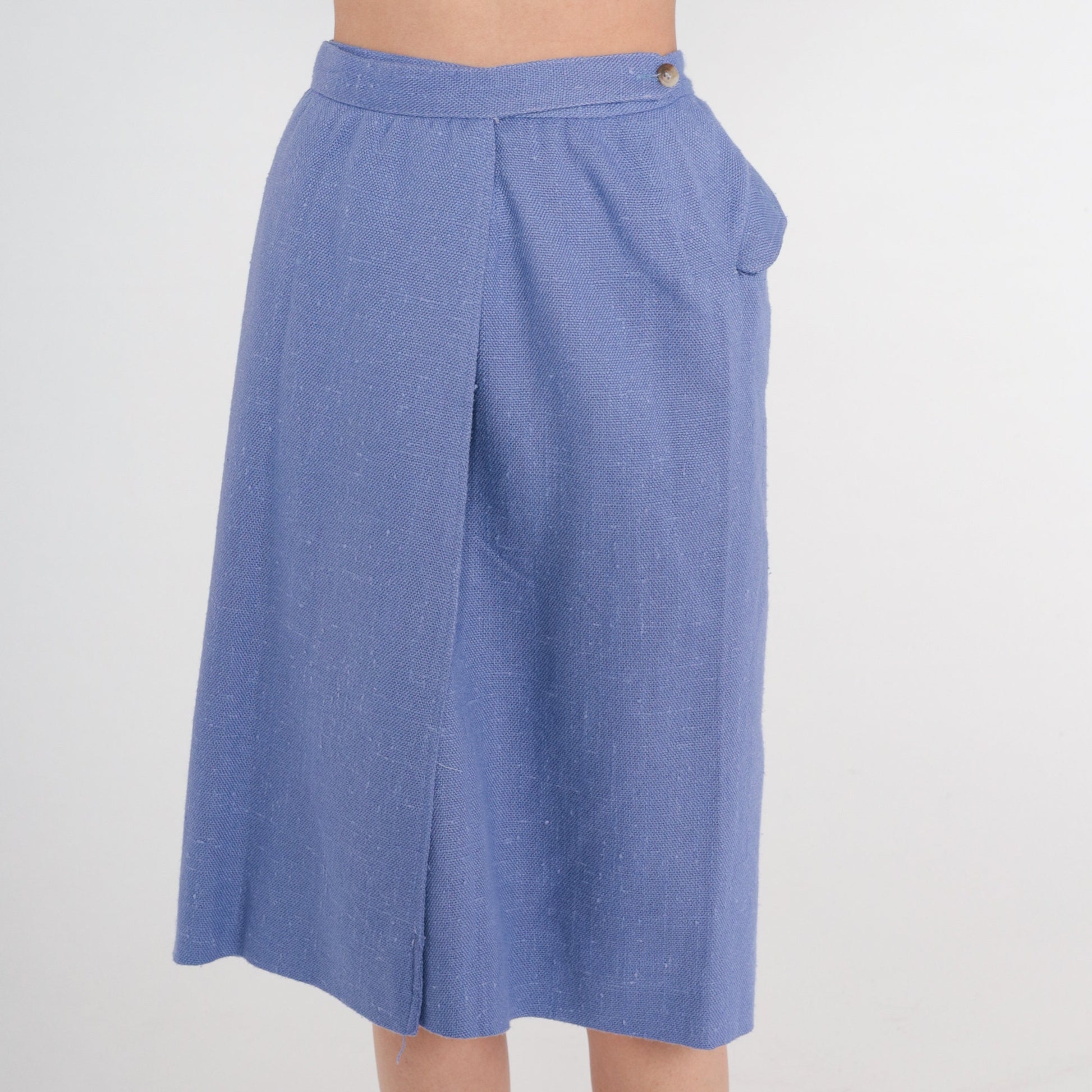 80s Liz Claiborne Periwinkle Wrap Skirt Knee Length High Waist Extra Small