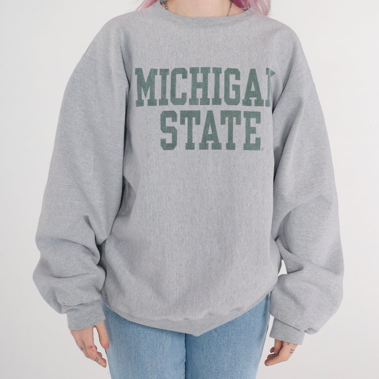 00s Michigan State Spartans Sweatshirt Steve & Barry's Heather Grey Large